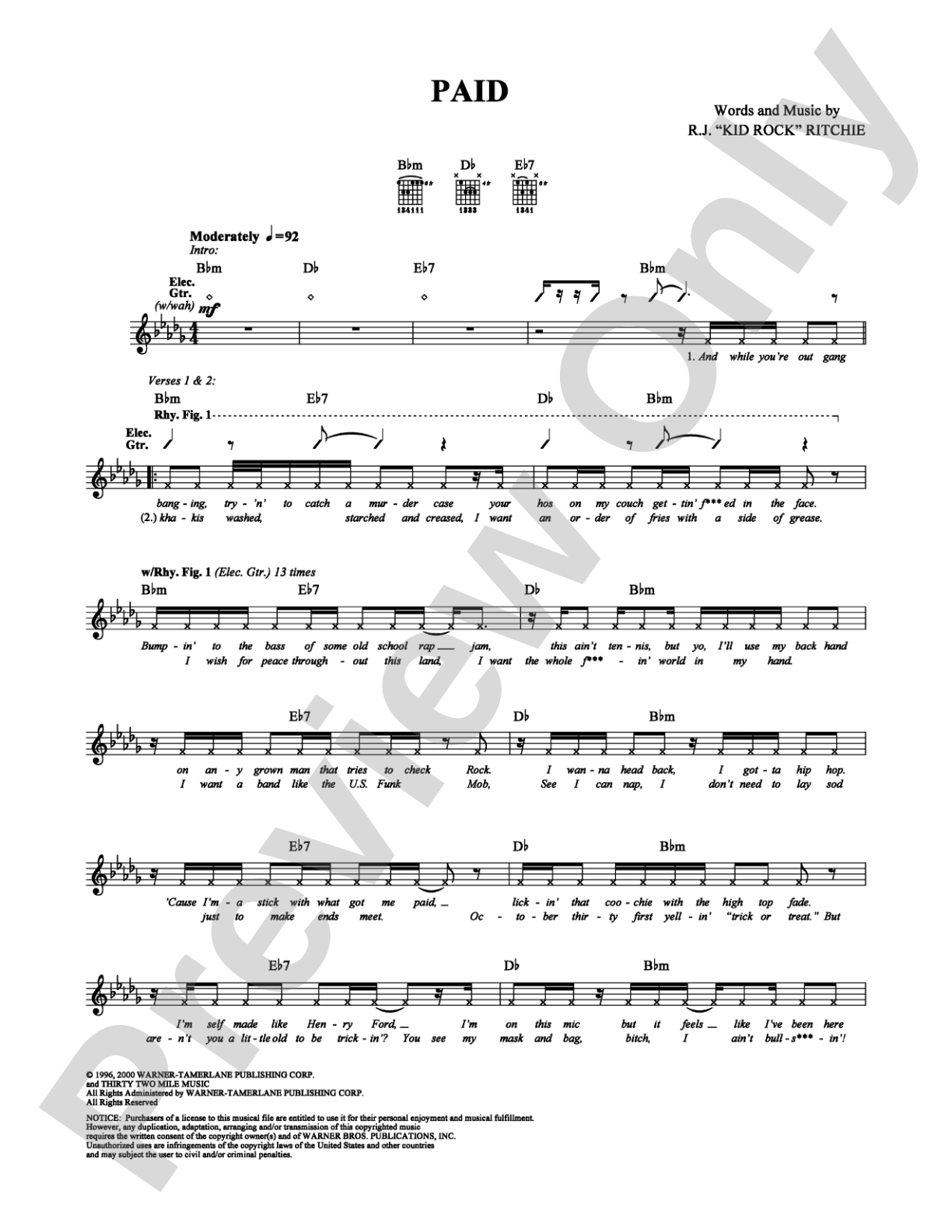 Paid: Guitar TAB Digital Sheet Music