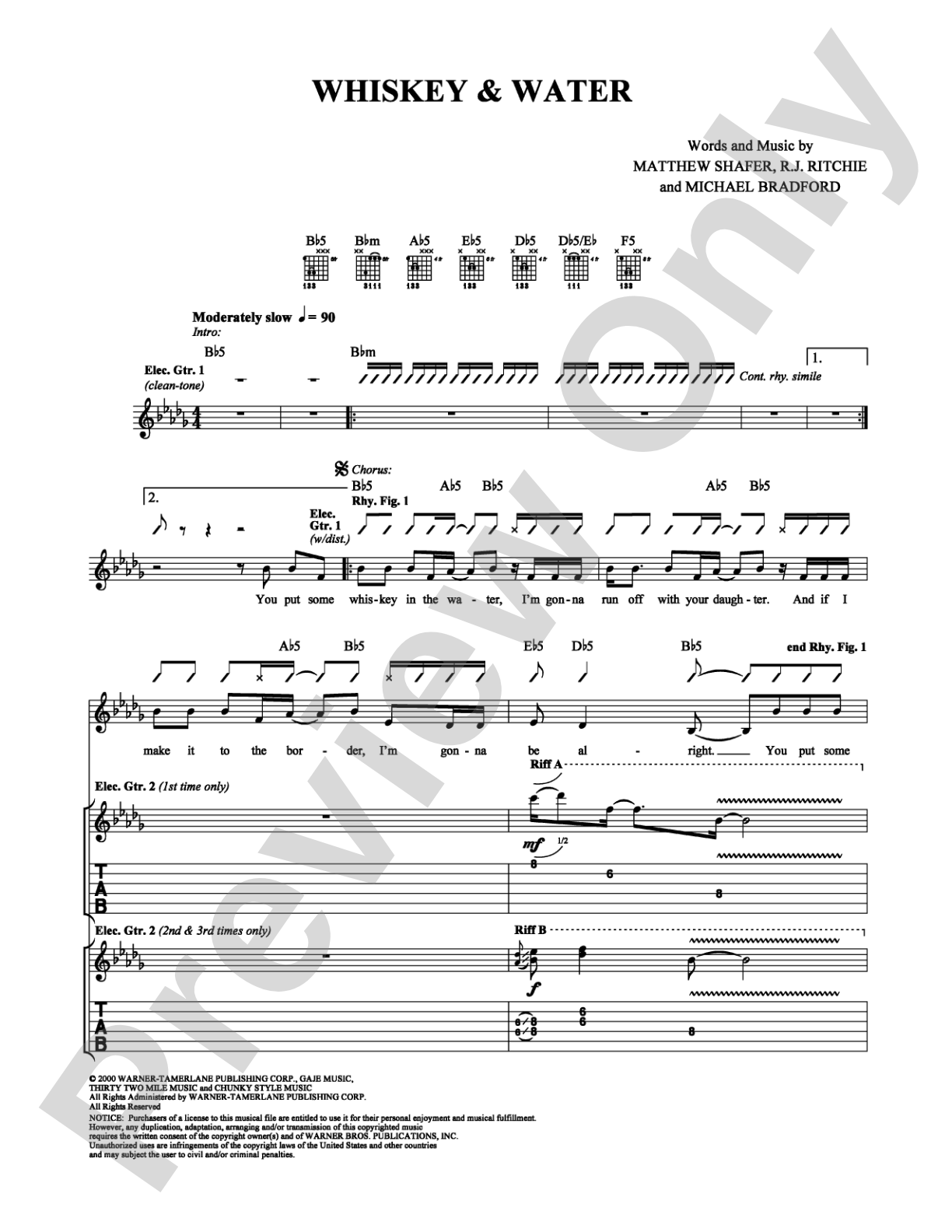 Whiskey & Water: Guitar TAB Digital Sheet Music