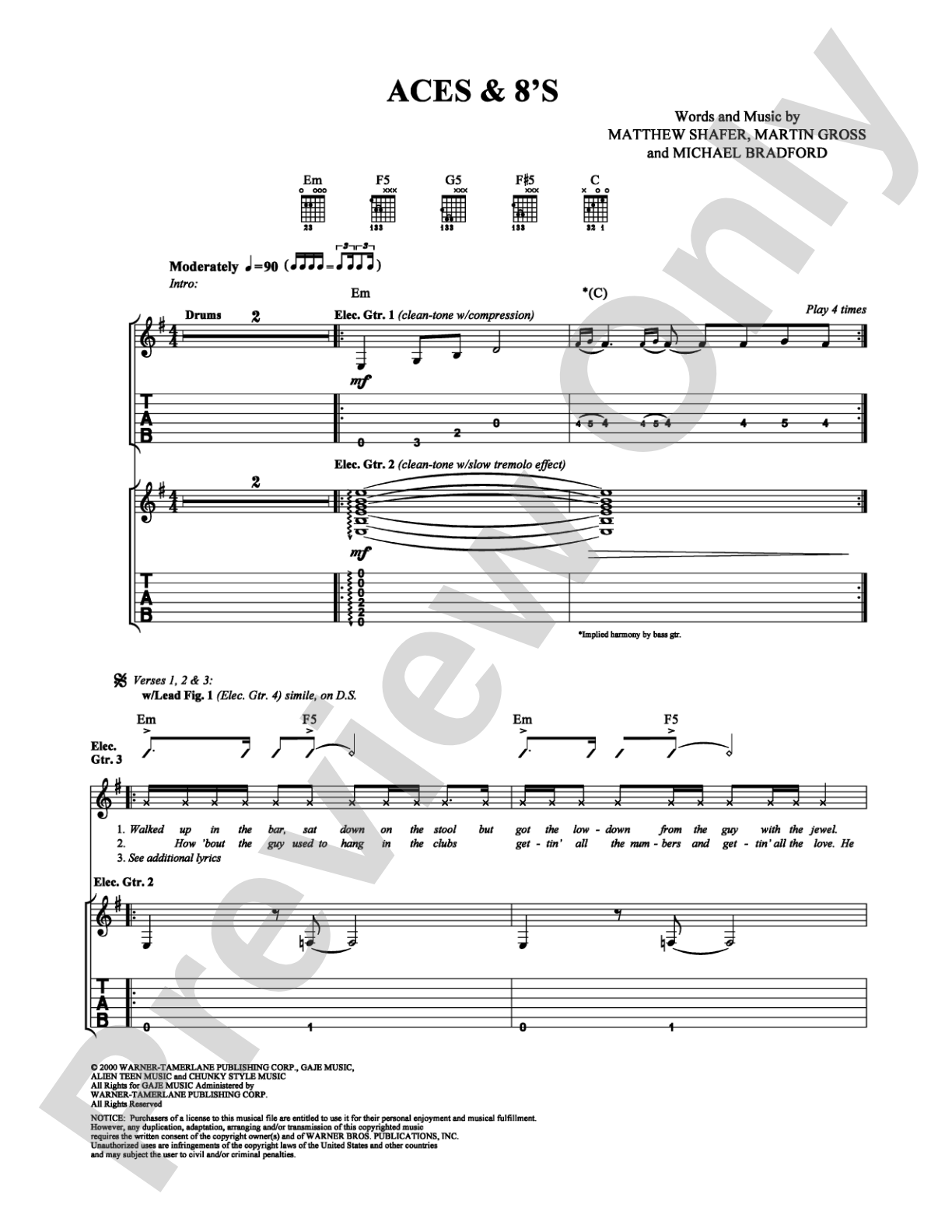 Aces & 8's: Guitar TAB Digital Sheet Music