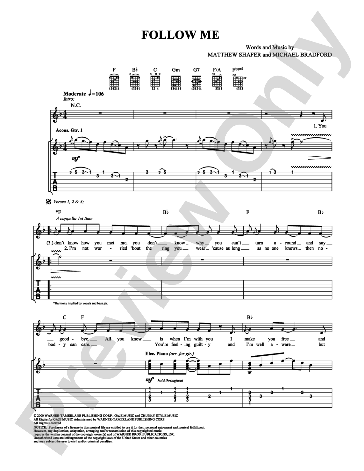 Follow Me: Guitar TAB Digital Sheet Music