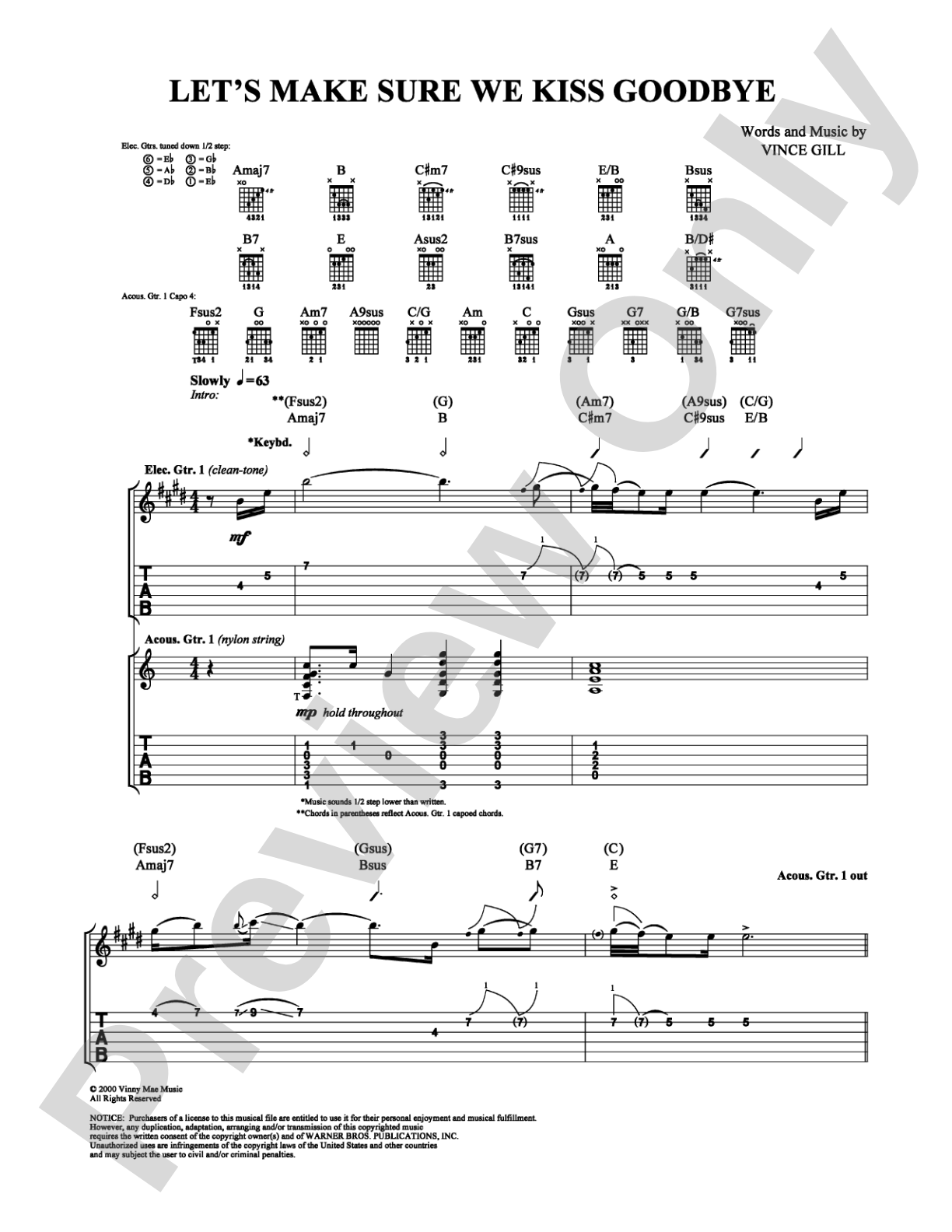Let's Make Sure We Kiss Goodbye: Guitar TAB Digital Sheet Music