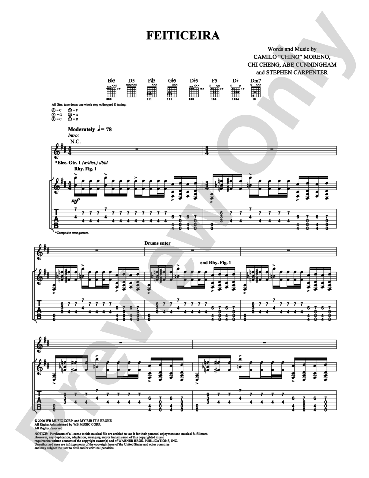 Feiticeira: Guitar TAB Digital Sheet Music