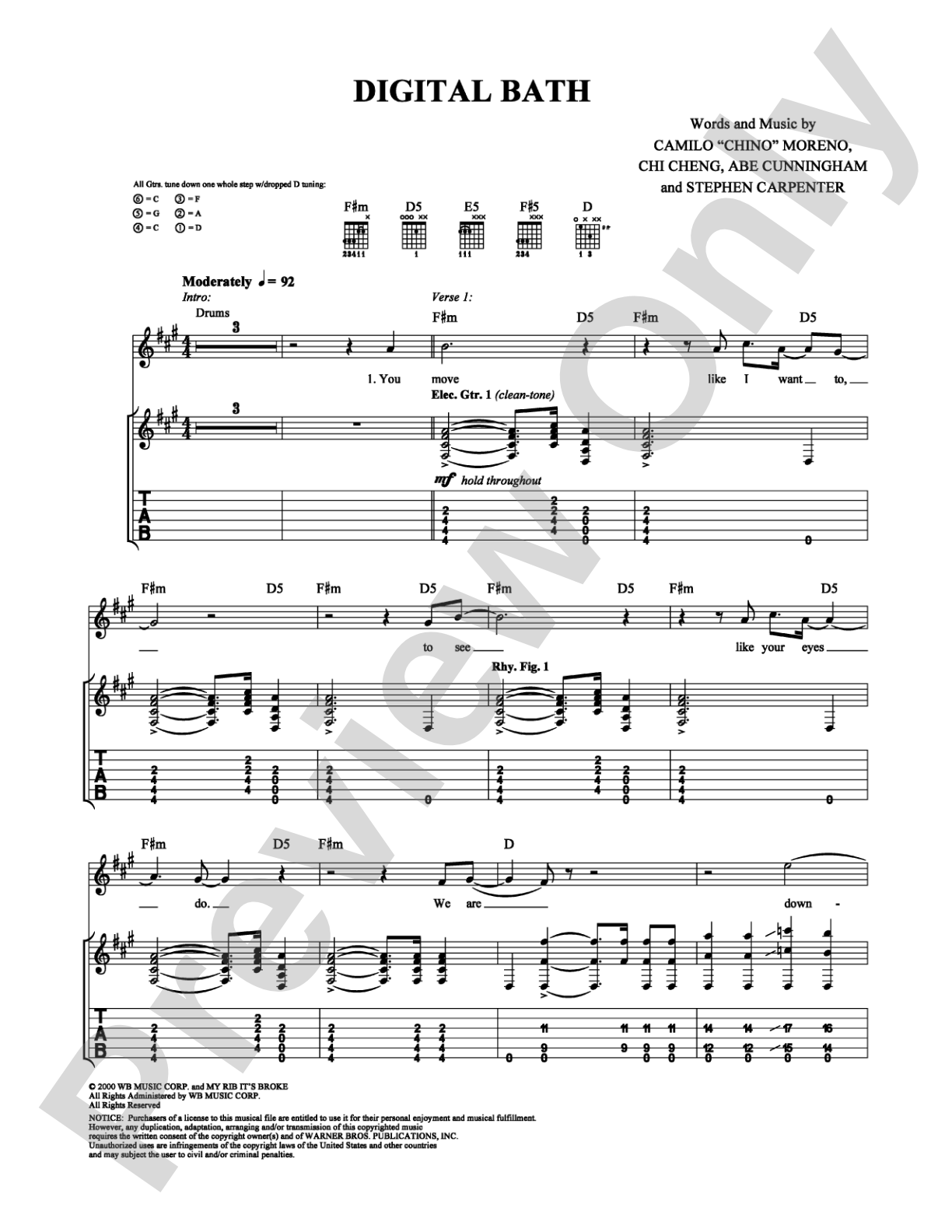 Digital Bath: Guitar TAB Digital Sheet Music