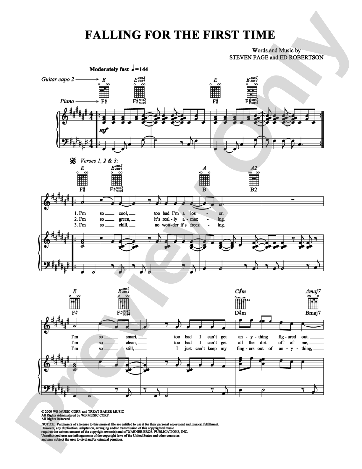 Falling for the First Time: Piano/Vocal/Chords Digital Sheet Music