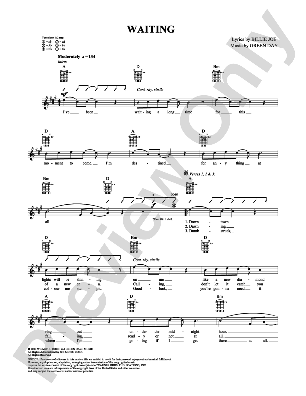 Waiting: Guitar TAB Digital Sheet Music
