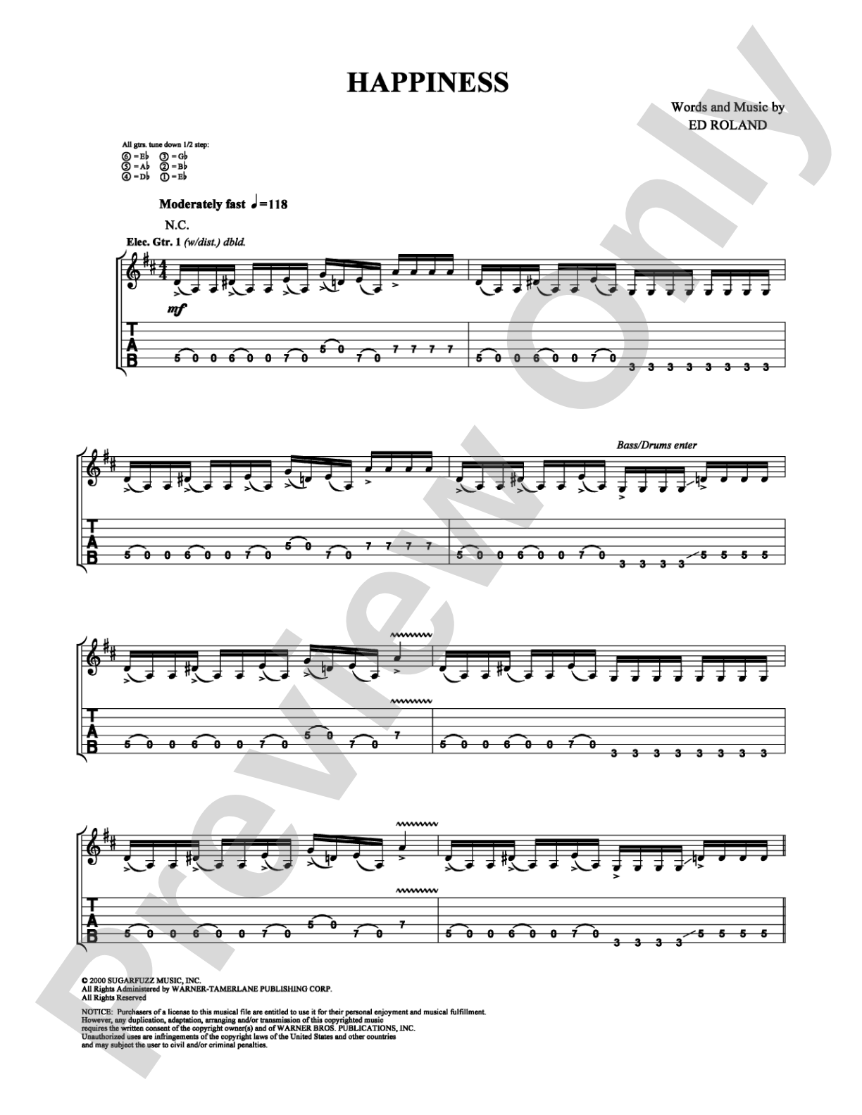 Happiness: Guitar TAB Digital Sheet Music