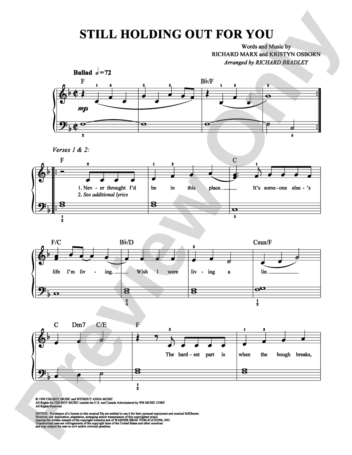 Still Holding Out for You: Easy Piano Digital Sheet Music