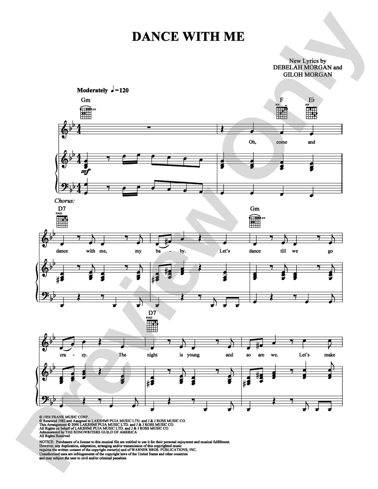 Dance With Me: Piano/Vocal/Chords Digital Sheet Music
