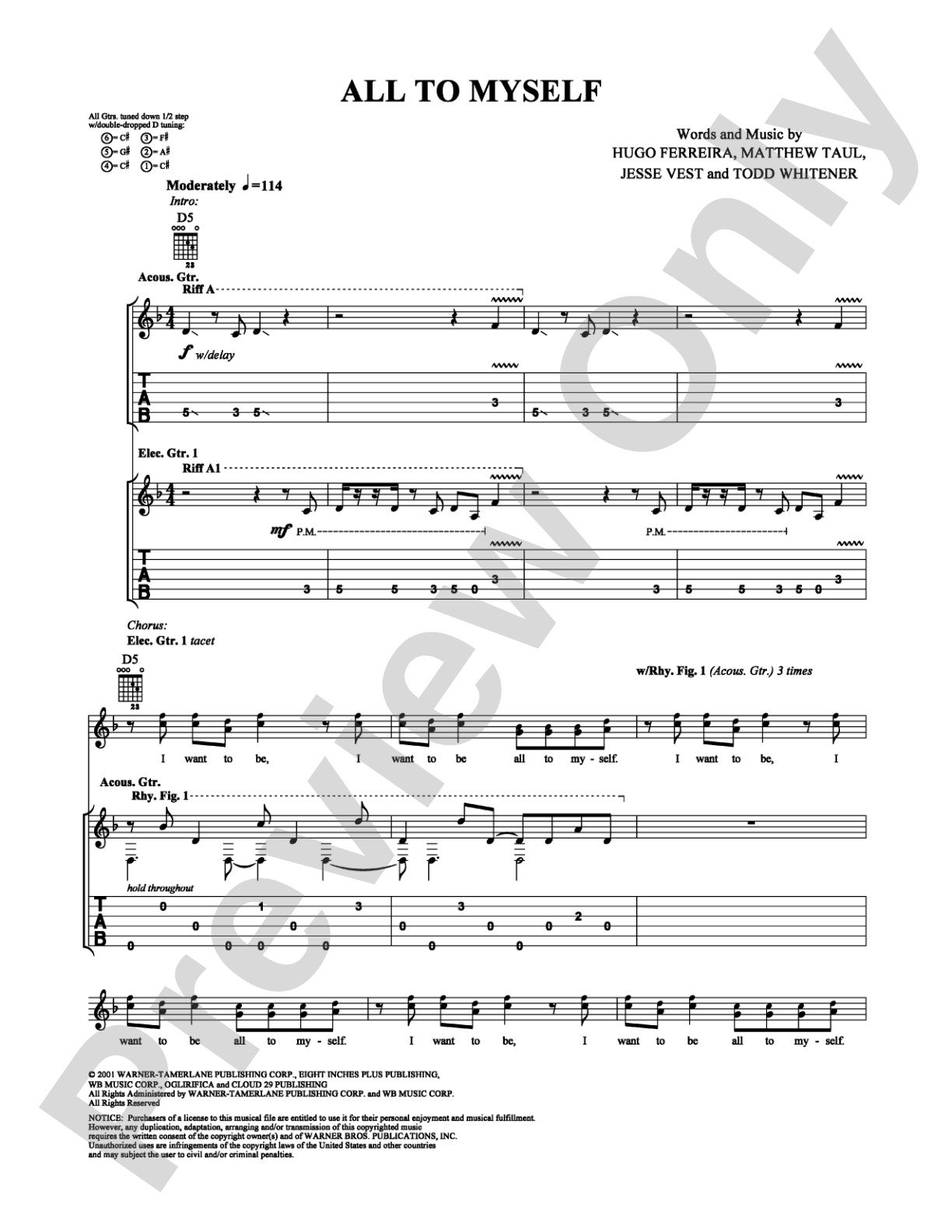 All to Myself: Guitar TAB Digital Sheet Music