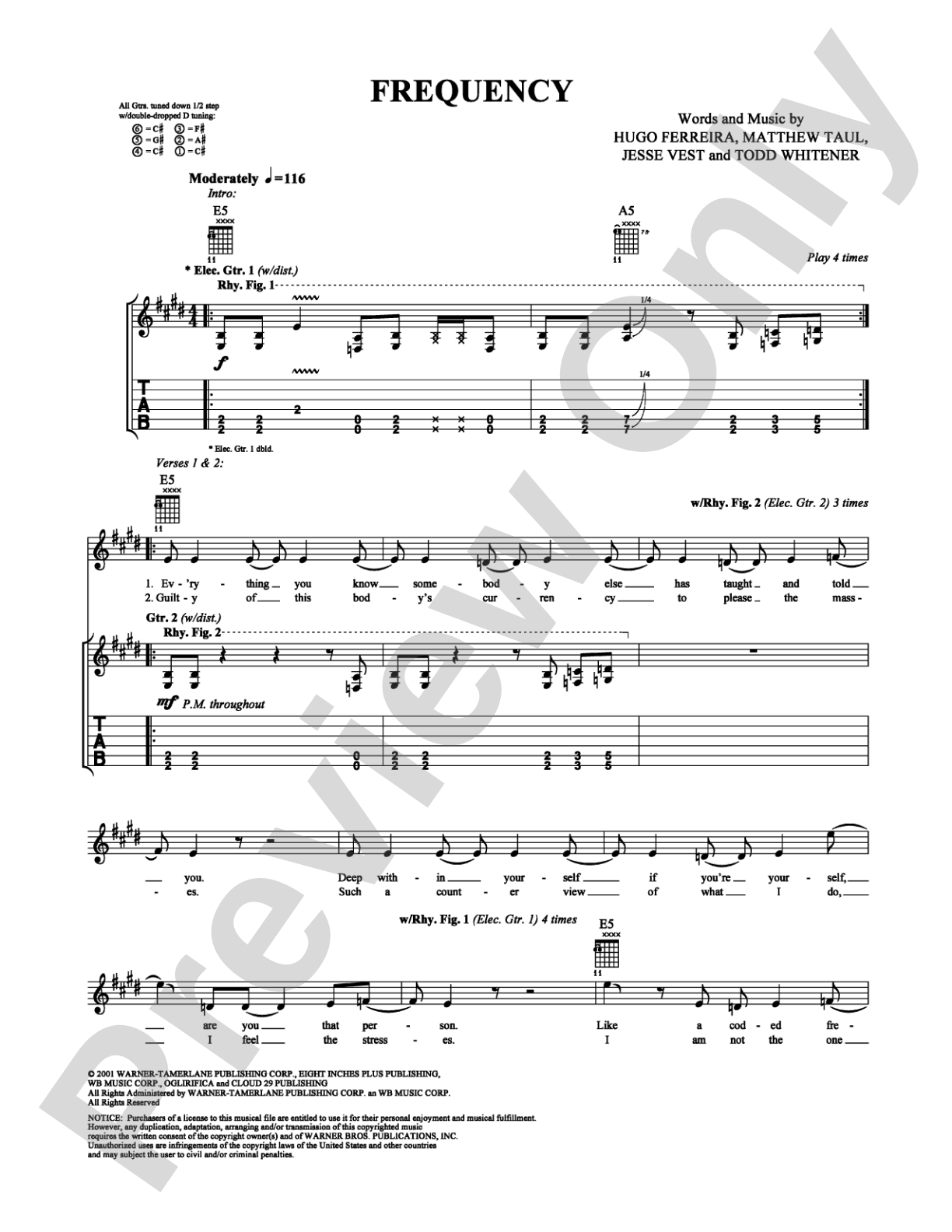 Frequency: Guitar TAB Digital Sheet Music