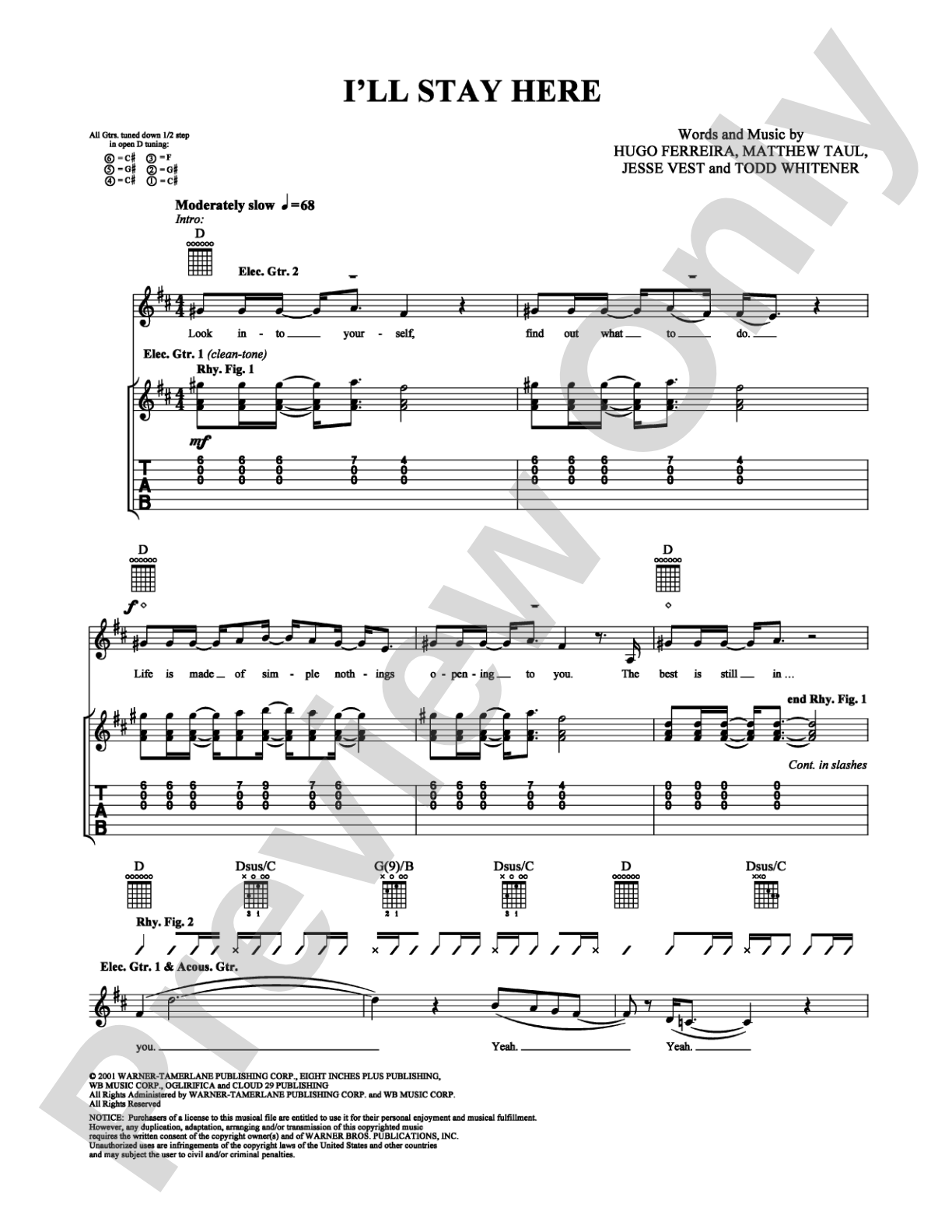 I'll Stay Here: Guitar TAB Digital Sheet Music