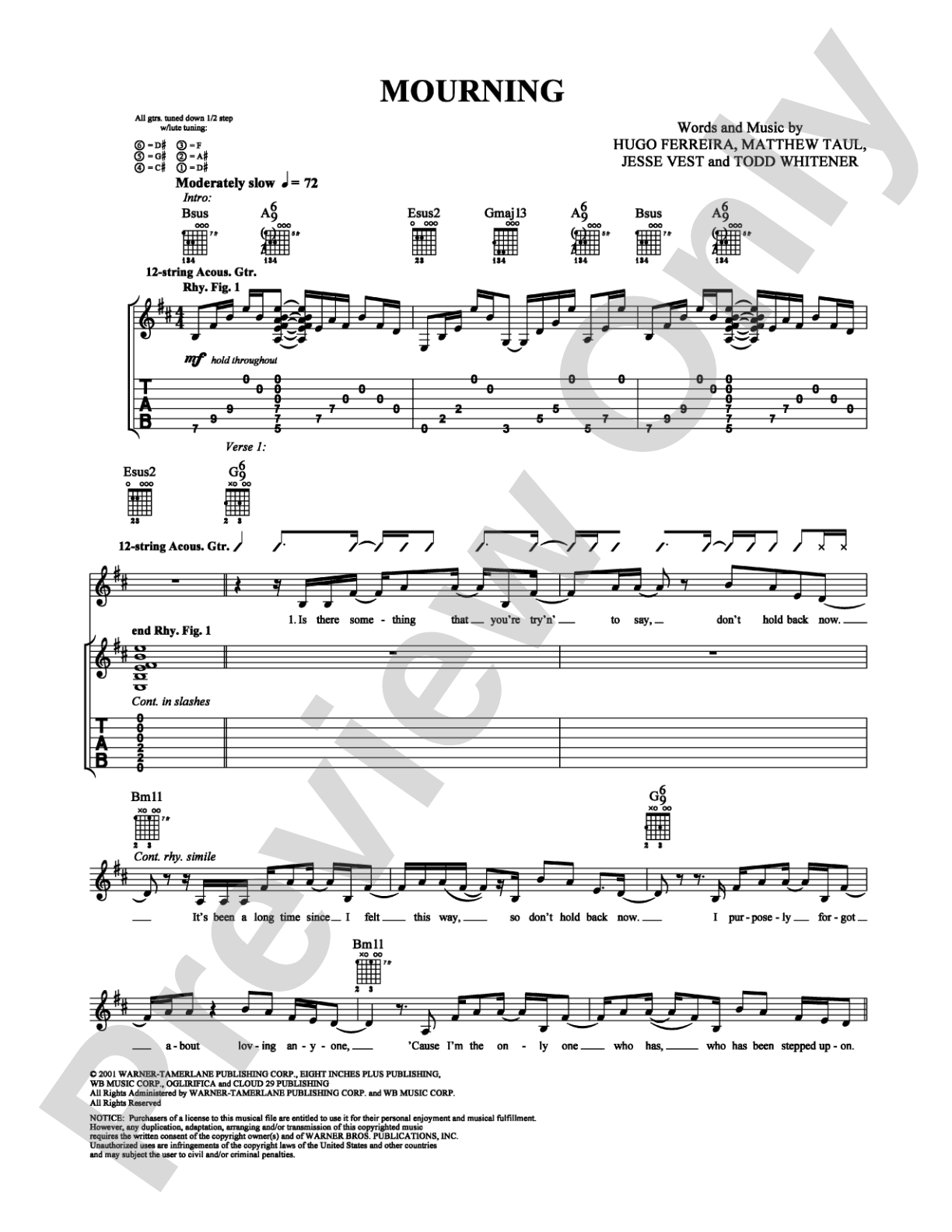 Mourning: Guitar TAB Digital Sheet Music