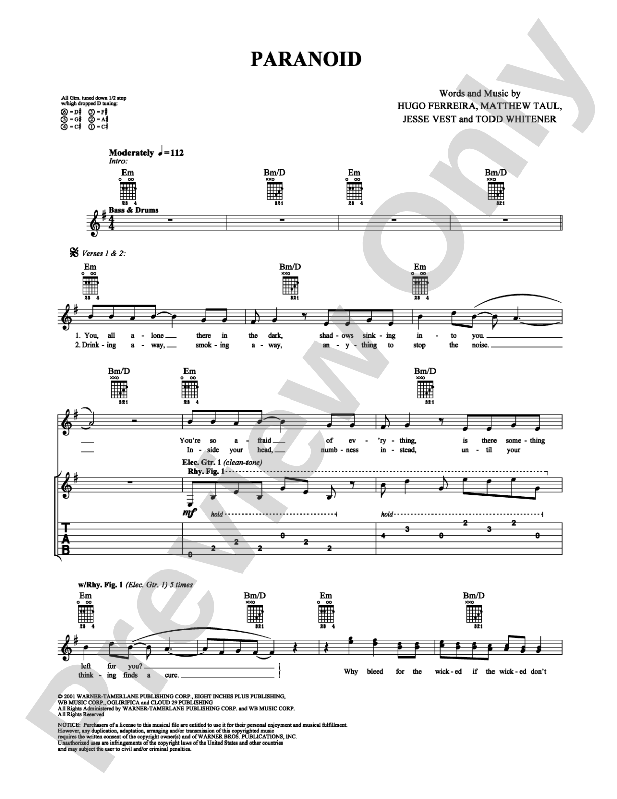 Paranoid: Guitar TAB Digital Sheet Music