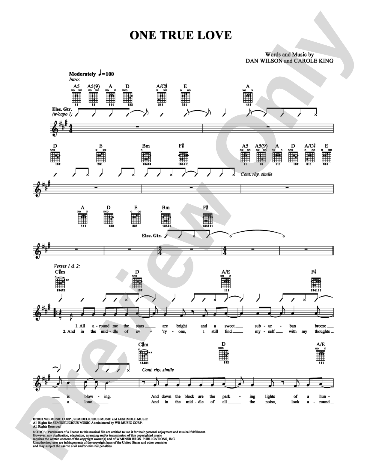 One True Love: Guitar TAB Digital Sheet Music