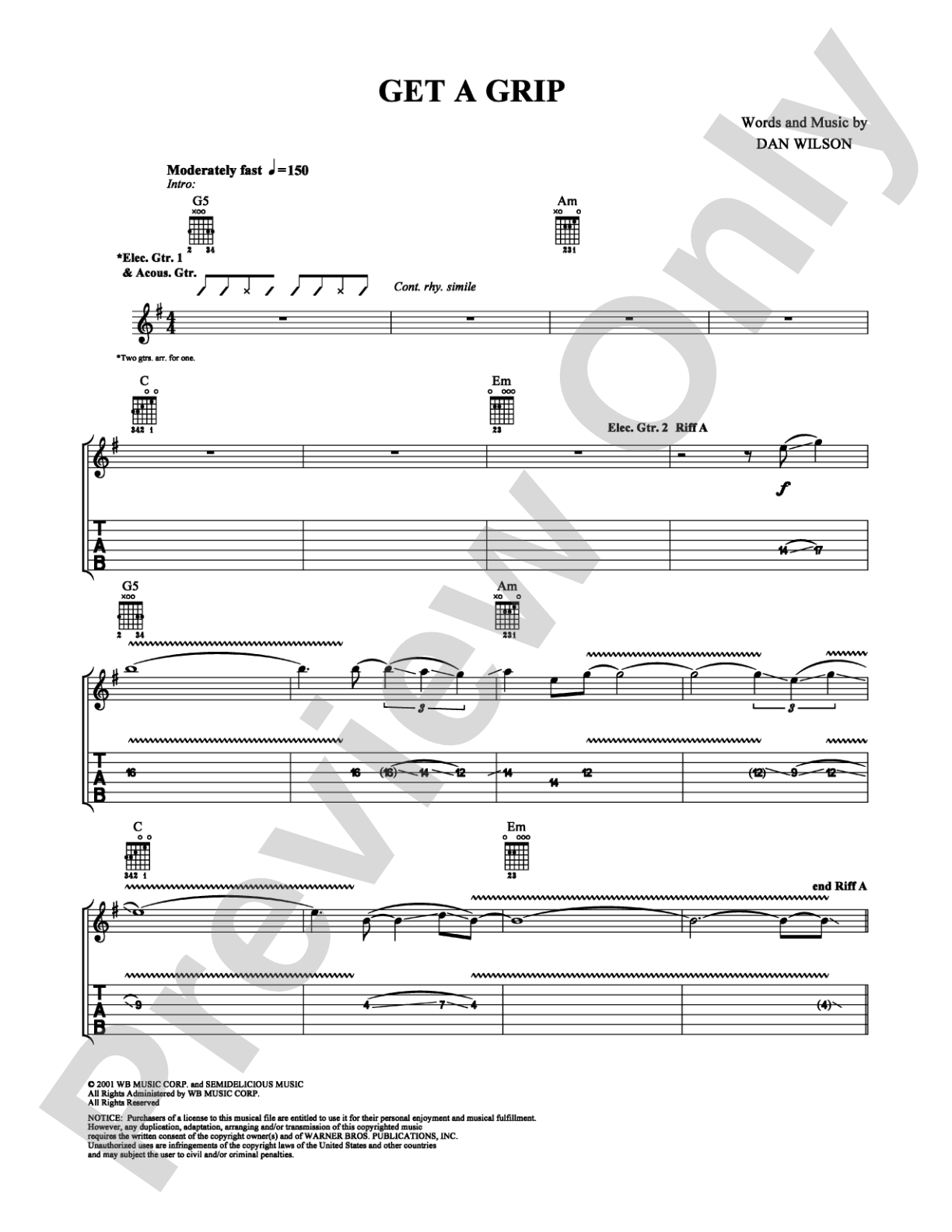 Get A Grip: Guitar TAB Digital Sheet Music