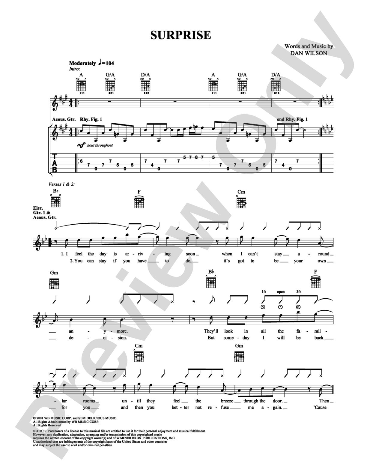 Surprise: Guitar TAB Digital Sheet Music