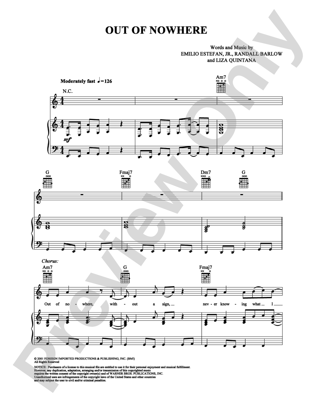 Out of Nowhere: Piano/Vocal/Chords Digital Sheet Music