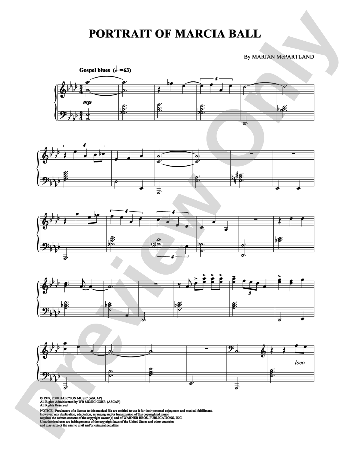 Portrait of Marcia Ball: Piano Digital Sheet Music