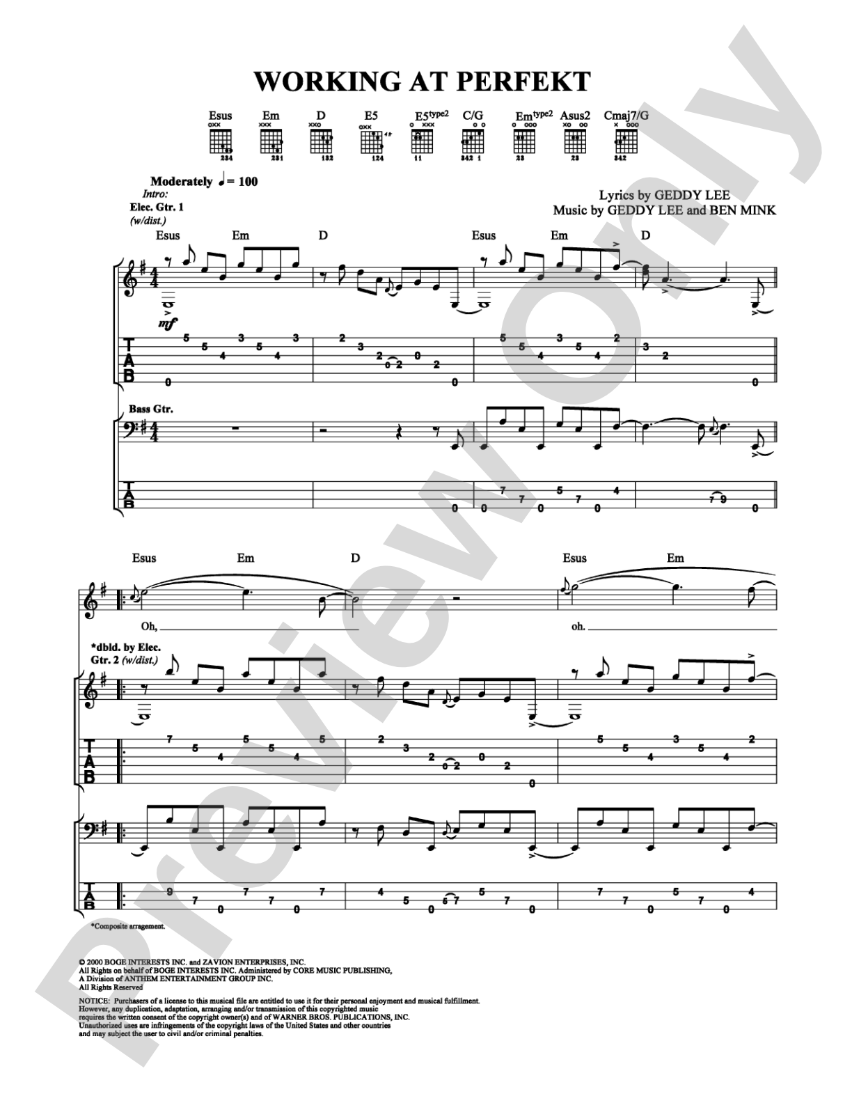 Working at Perfekt: Guitar TAB Digital Sheet Music