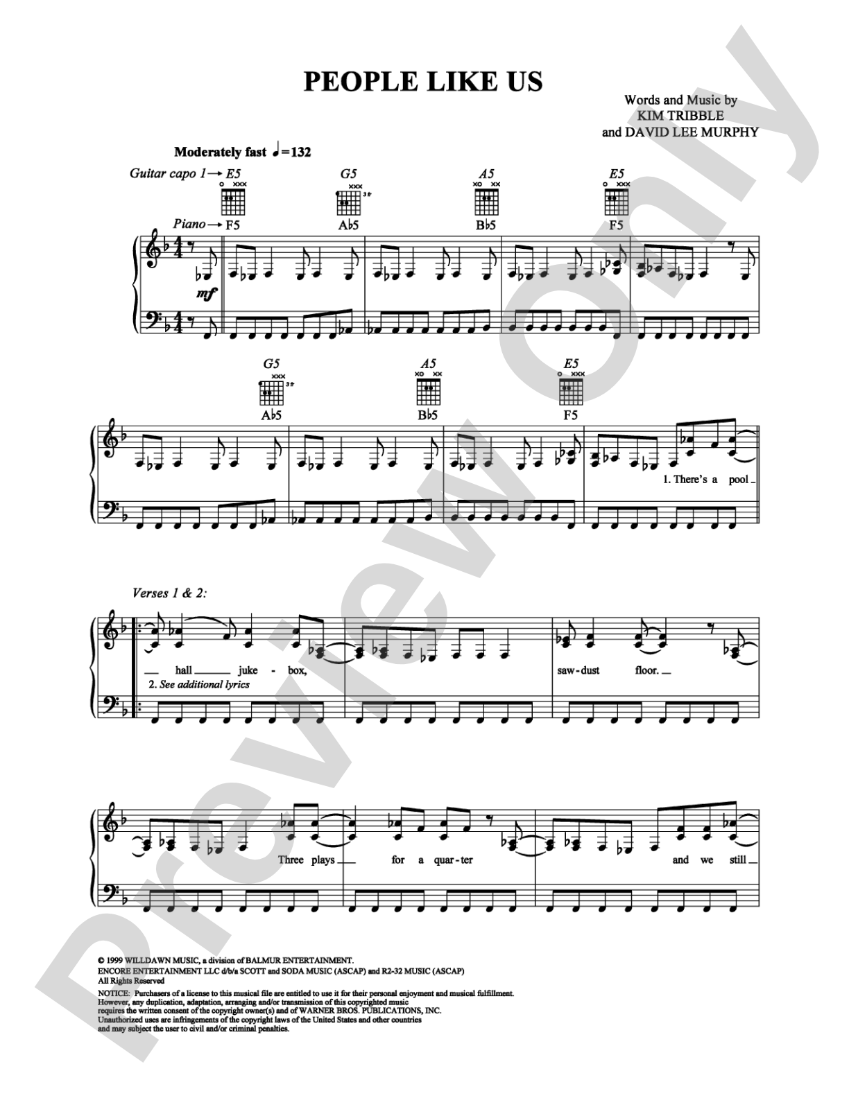 People Like Us: Piano/Vocal/Chords Digital Sheet Music