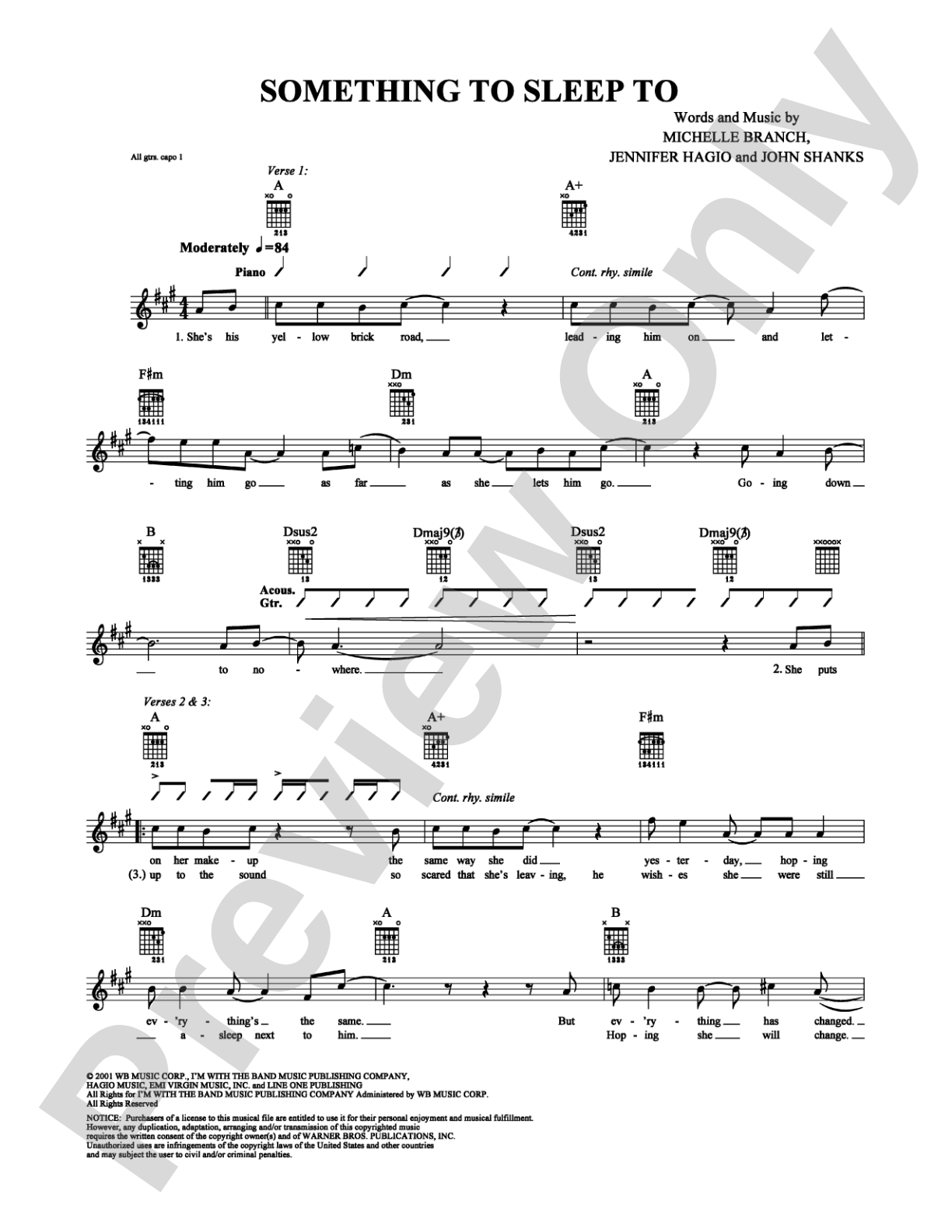 Something to Sleep To: Guitar TAB Digital Sheet Music