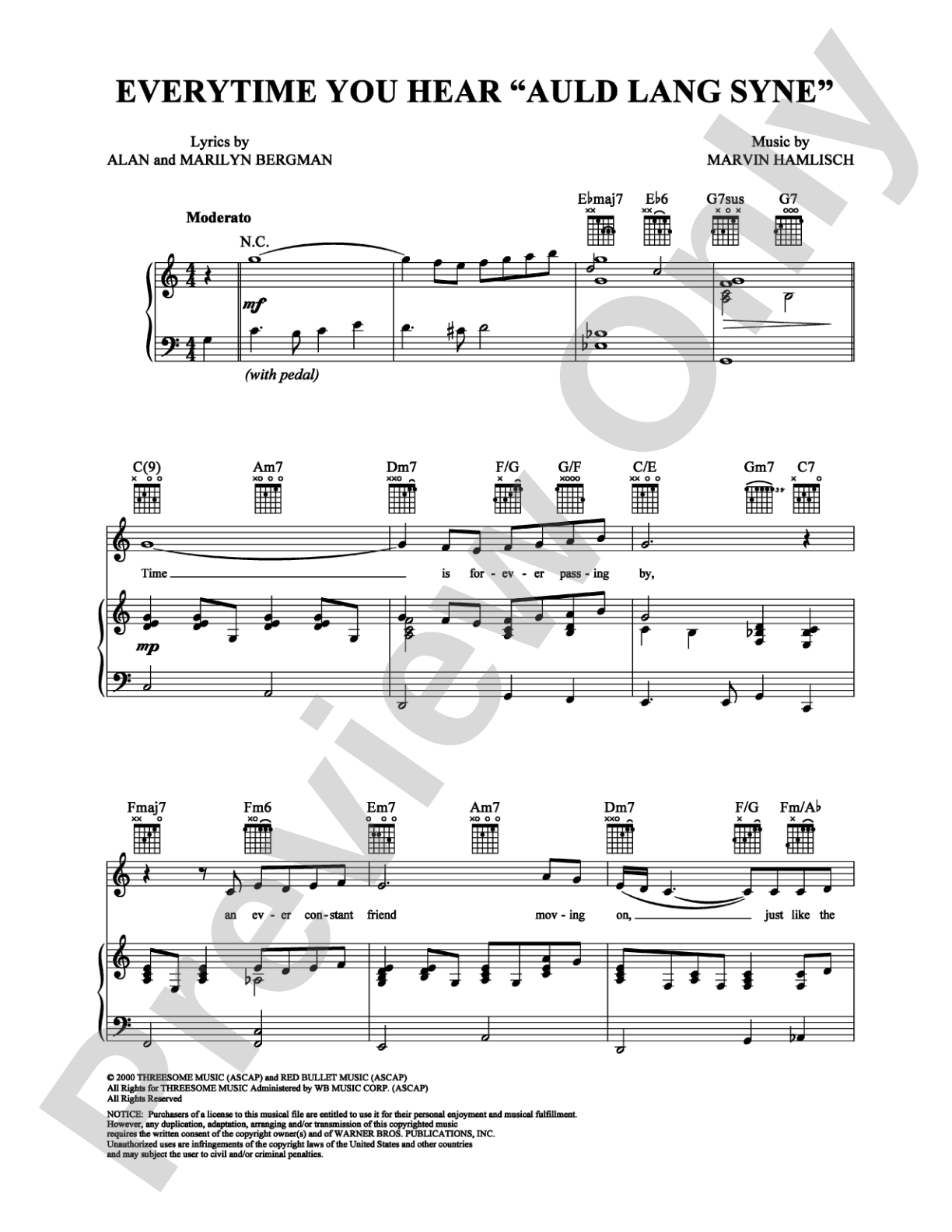 Everytime You Hear "Auld Lang Syne": Piano/Vocal/Chords Digital Sheet Music