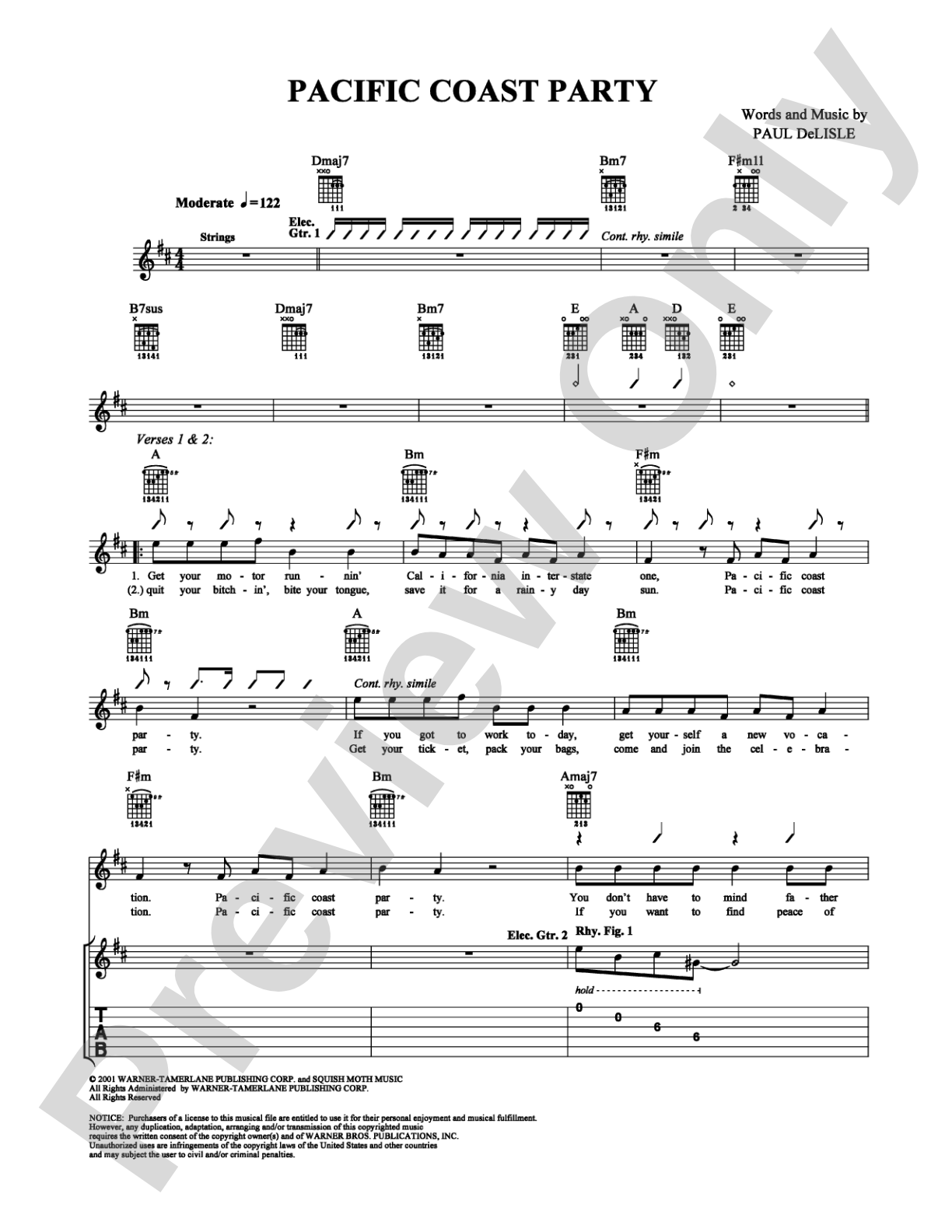 Pacific Coast Party: Guitar TAB Digital Sheet Music