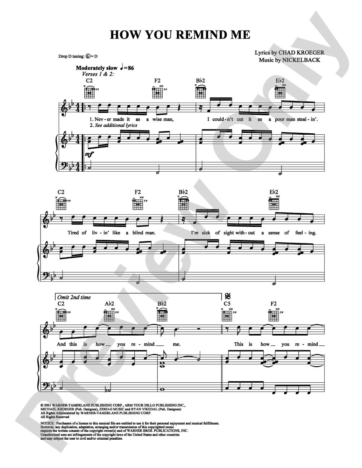 How You Remind Me: Piano/Vocal/Chords Digital Sheet Music
