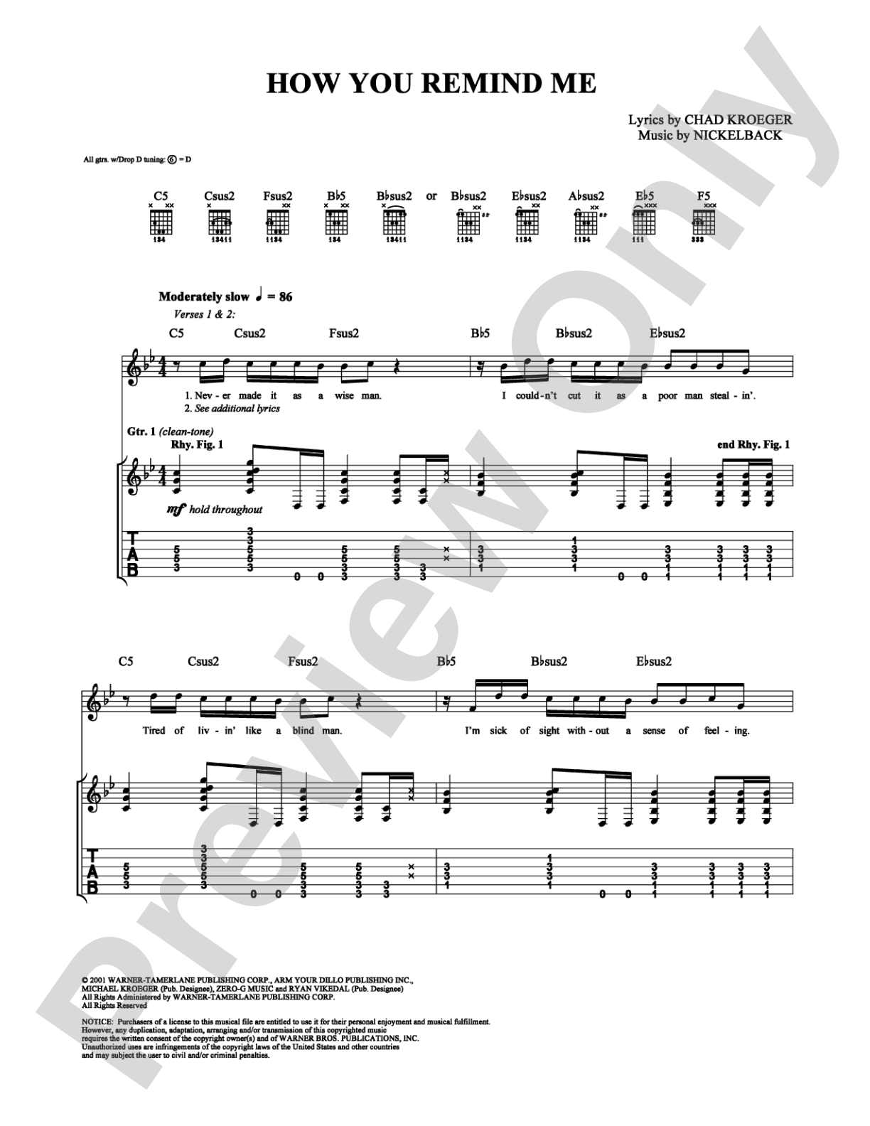 How You Remind Me: Guitar TAB Digital Sheet Music