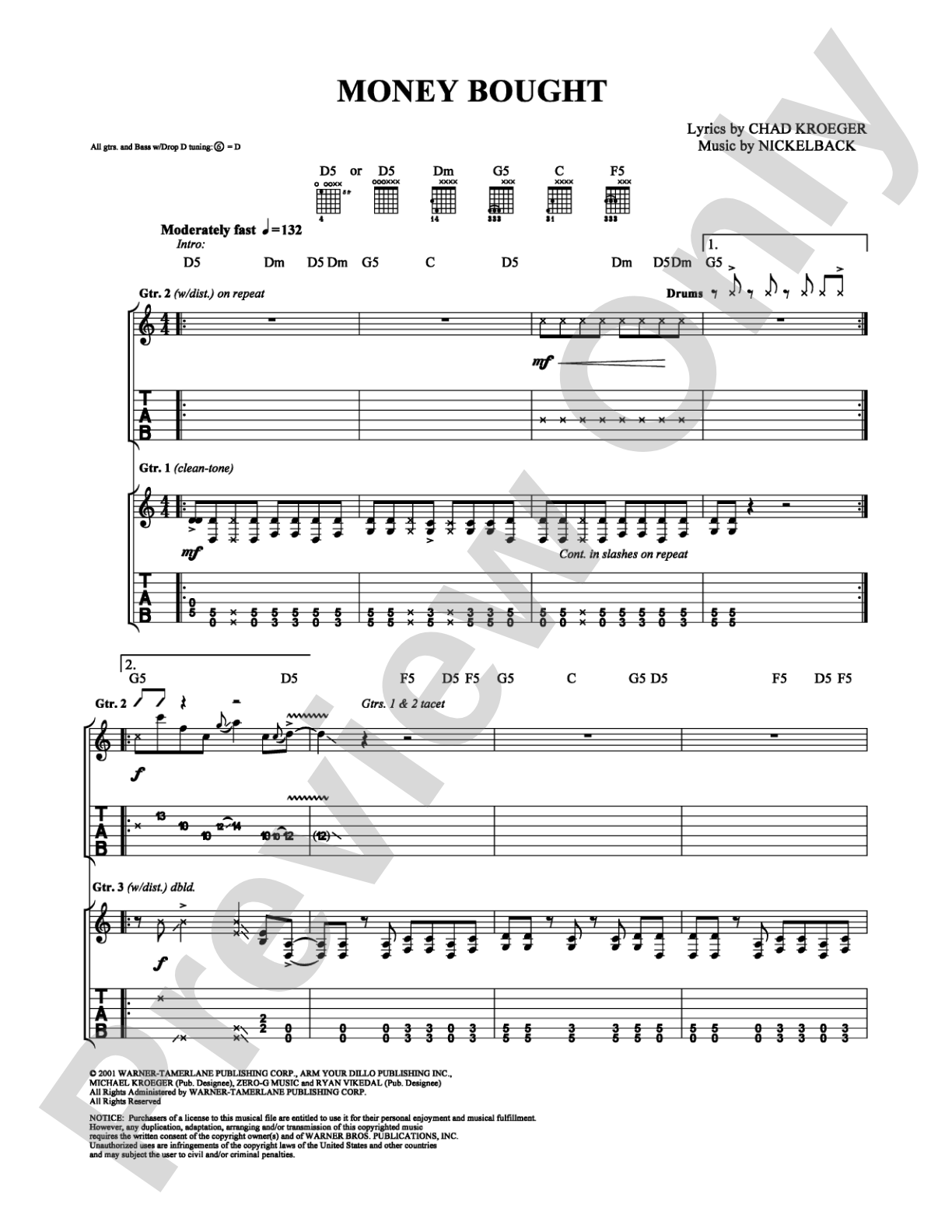 Money Bought: Guitar TAB Digital Sheet Music