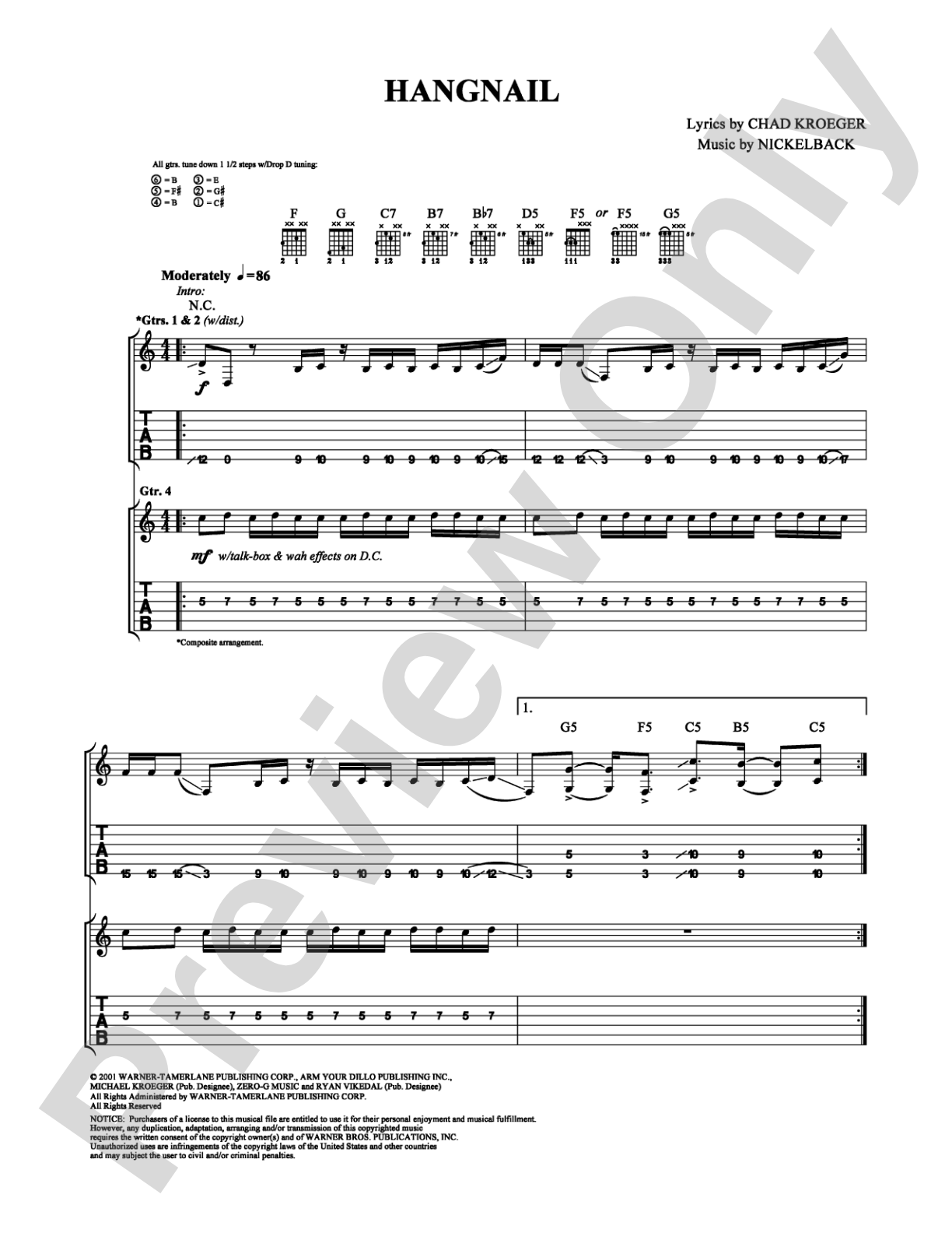 Hangnail: Guitar TAB Digital Sheet Music