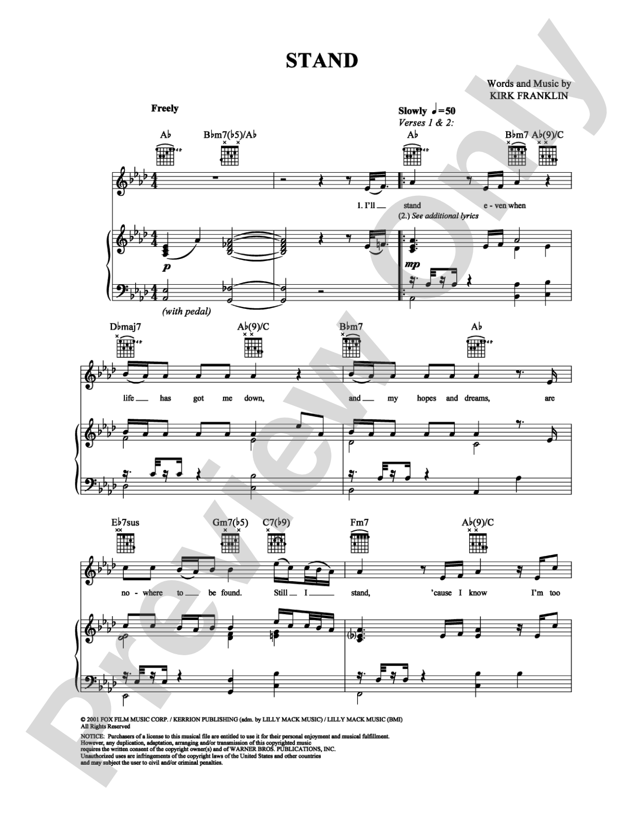 Stand: Piano/Vocal/Chords Digital Sheet Music