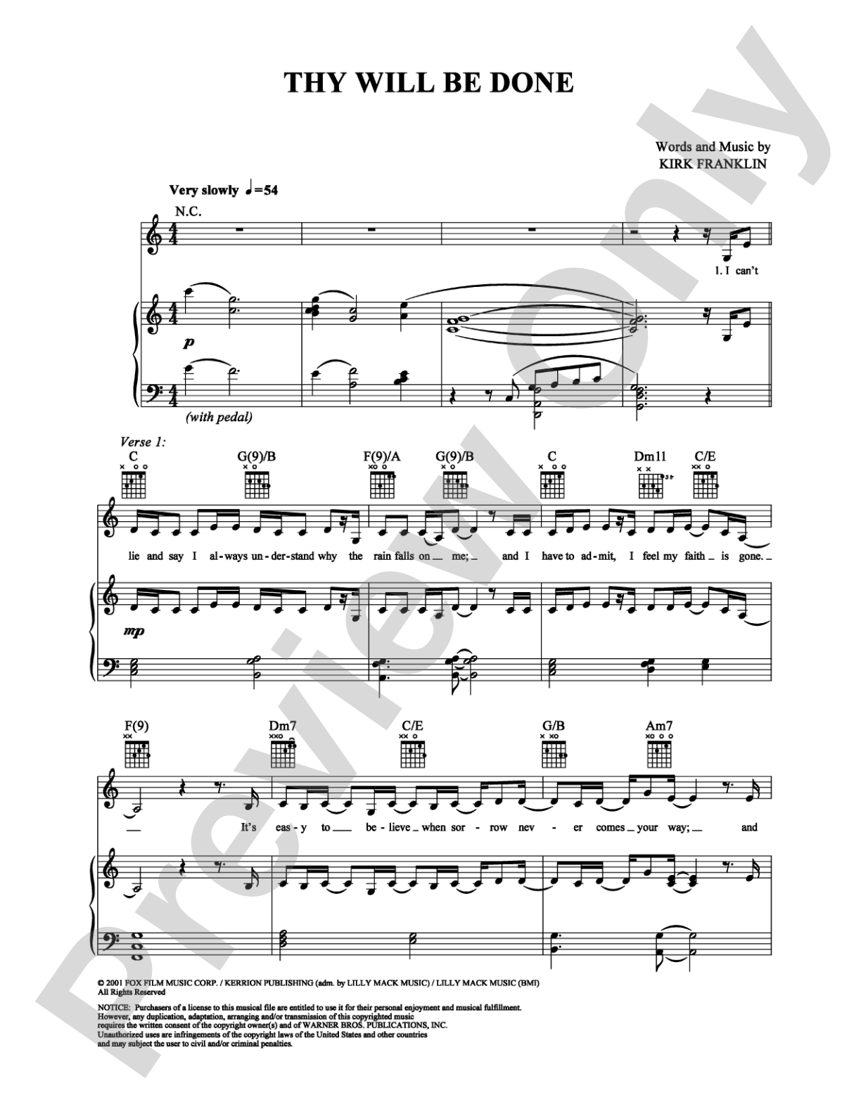 Thy Will Be Done: Piano/Vocal/Chords Digital Sheet Music