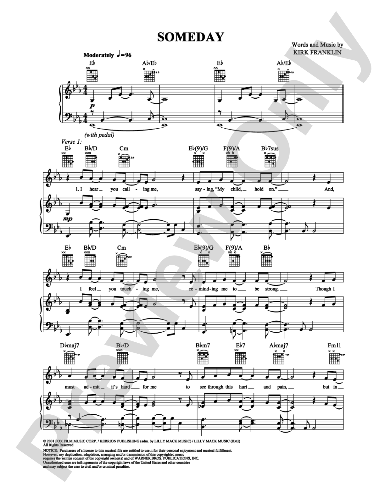 Someday: Piano/Vocal/Chords Digital Sheet Music