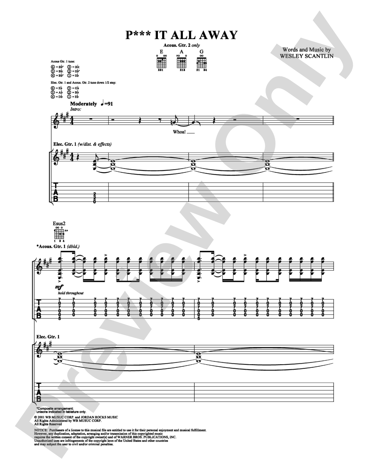 P*** It All Away: Guitar TAB Digital Sheet Music