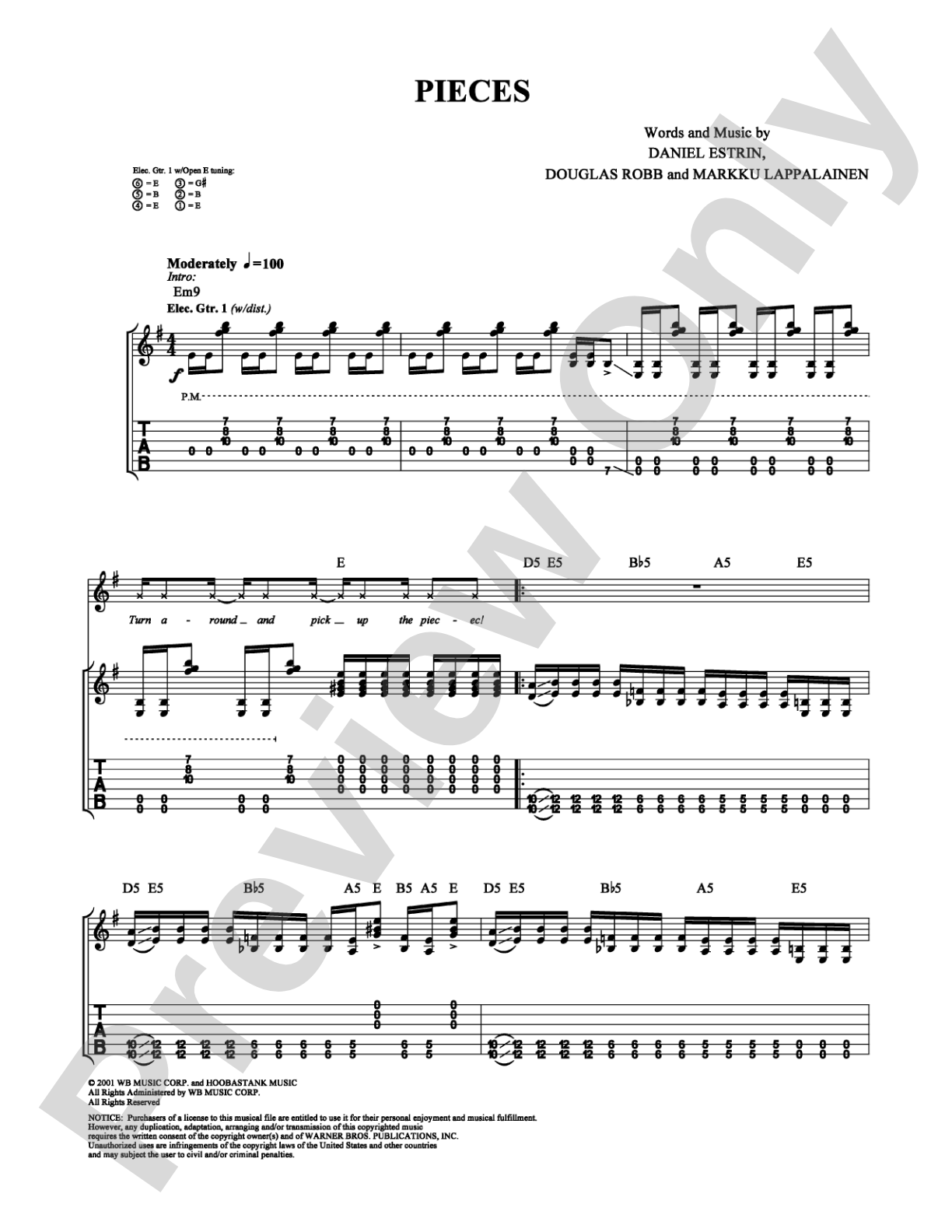 Pieces: Guitar TAB Digital Sheet Music