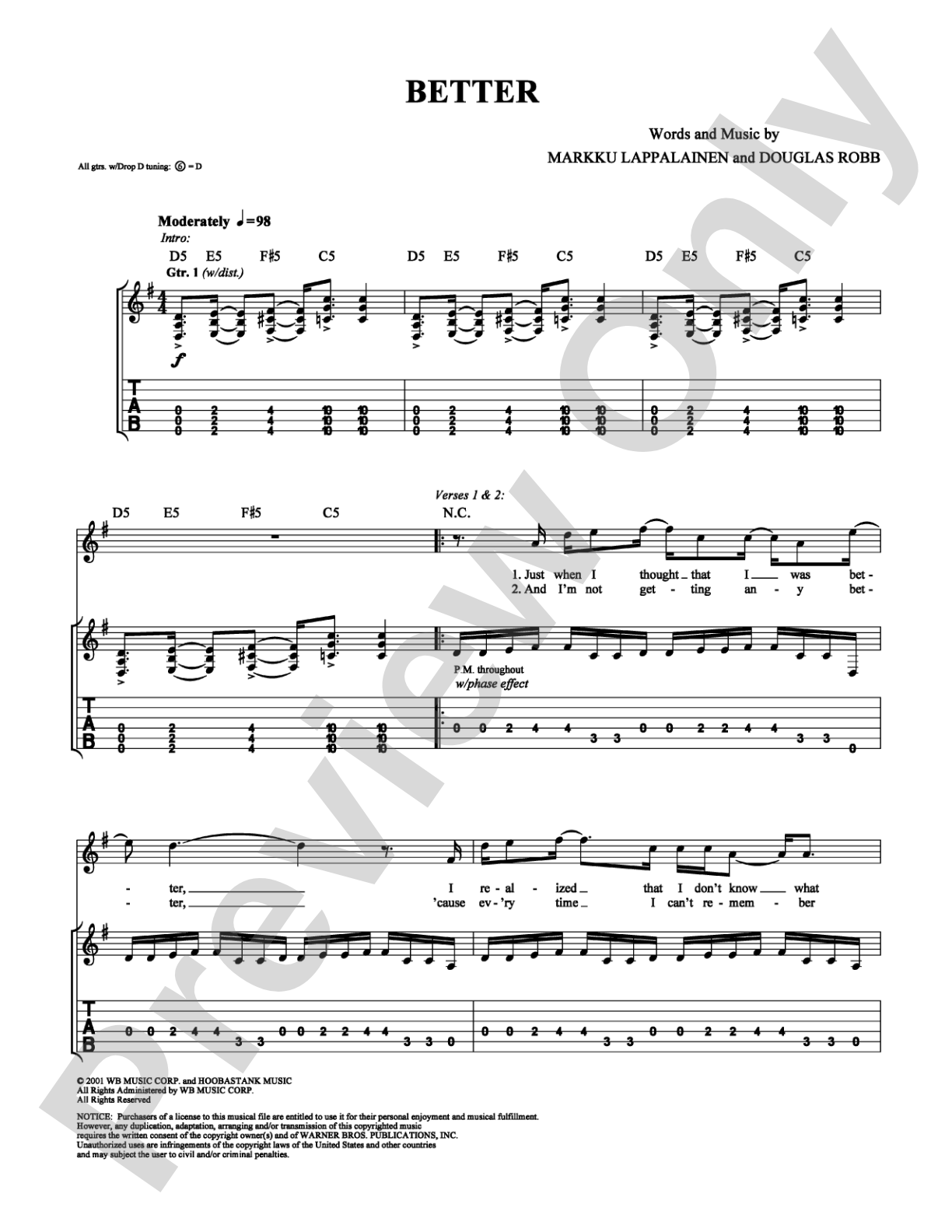 Better: Guitar TAB Digital Sheet Music