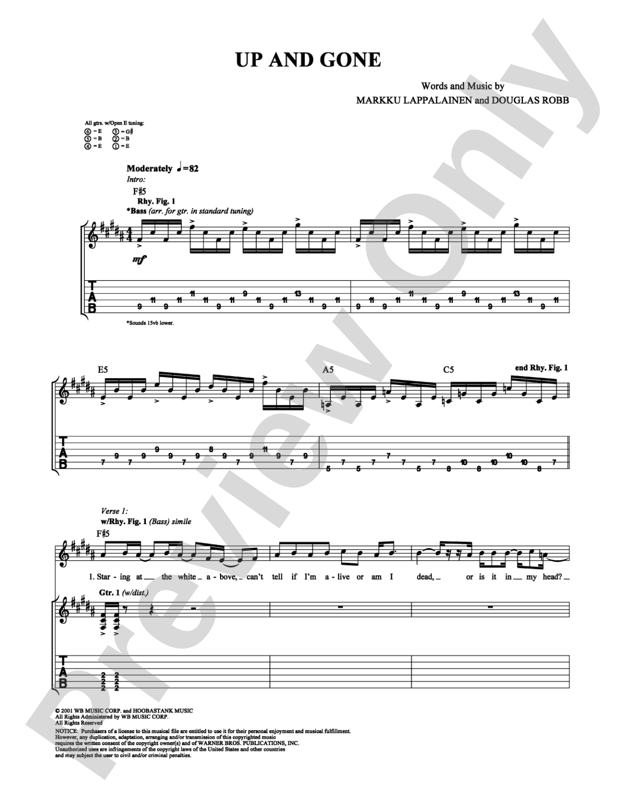 Up and Gone: Guitar TAB Digital Sheet Music