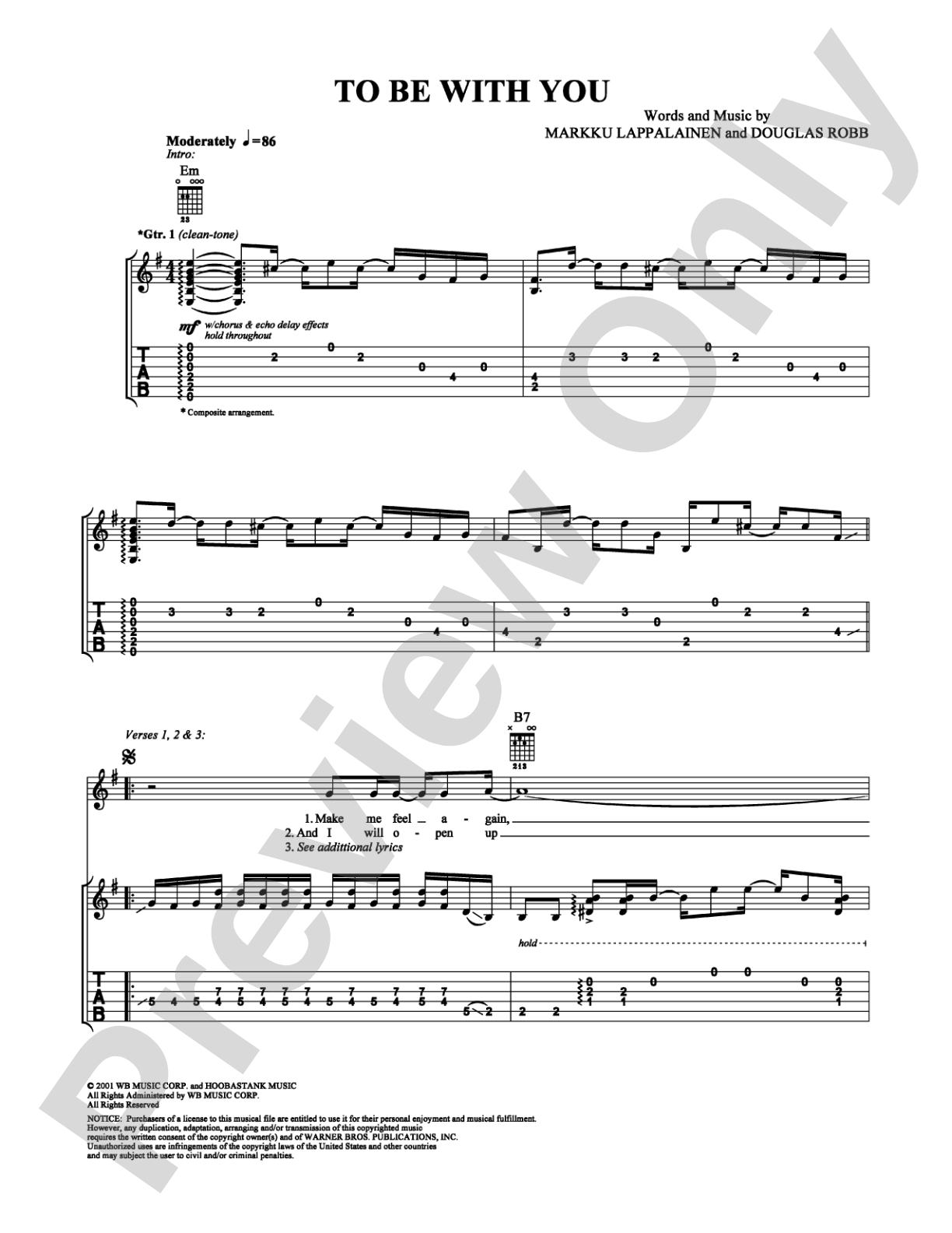 To Be With You: Guitar TAB Digital Sheet Music