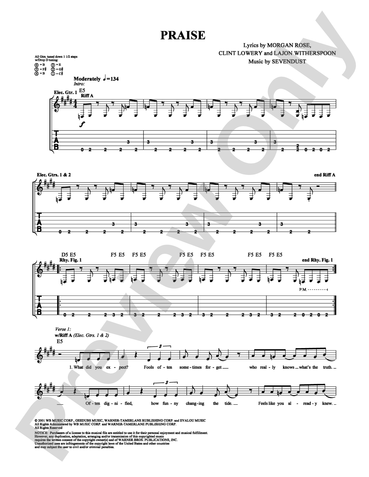 Praise: Guitar TAB Digital Sheet Music