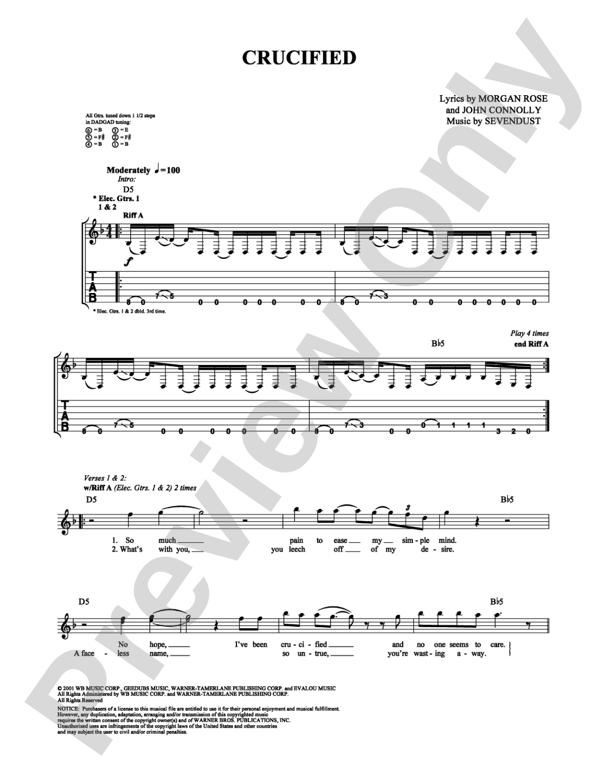 Crucified: Guitar TAB Digital Sheet Music