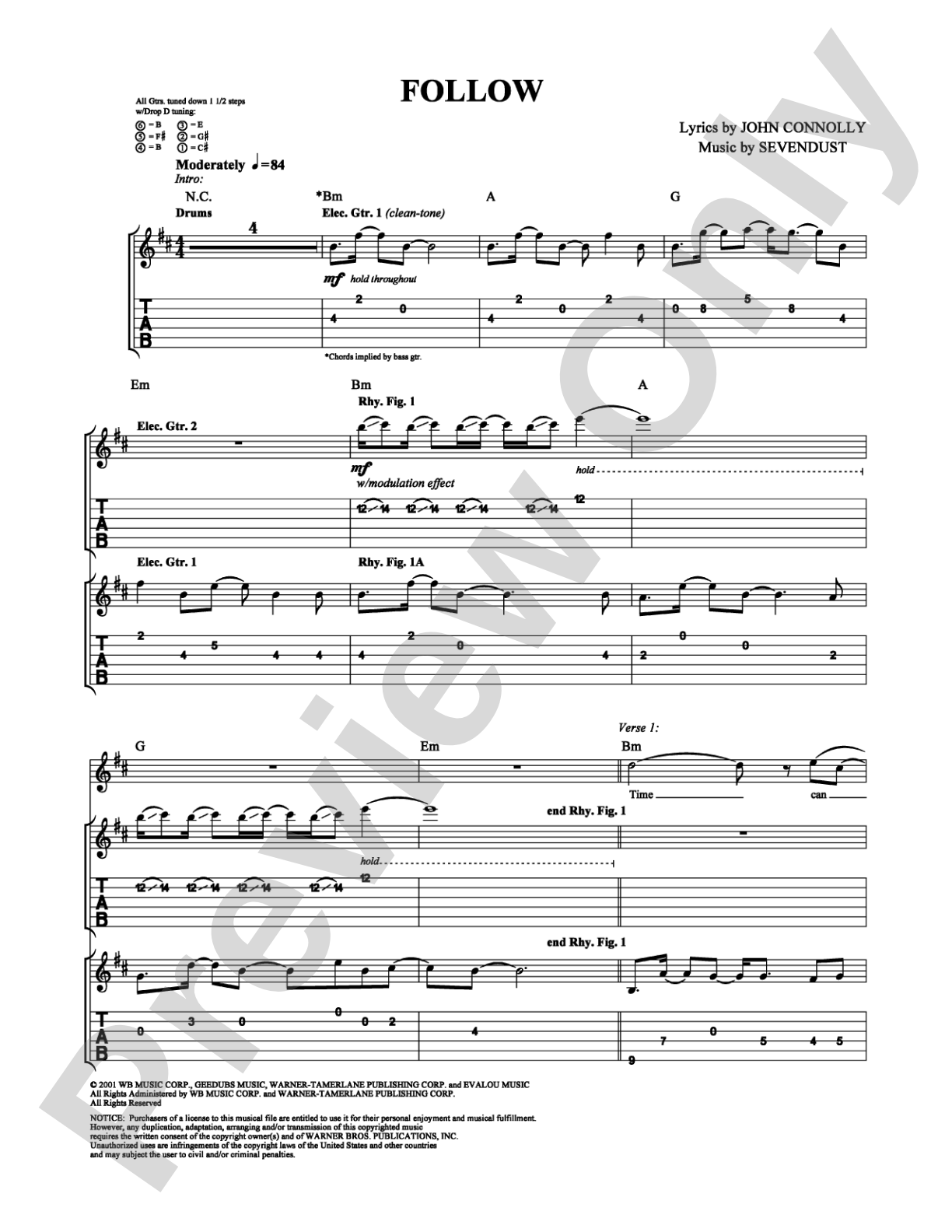 Follow: Guitar TAB Digital Sheet Music