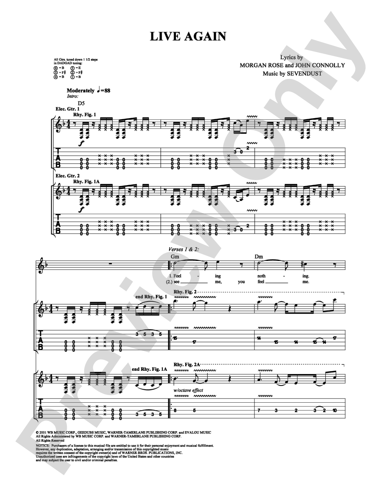 Live Again: Guitar TAB Digital Sheet Music
