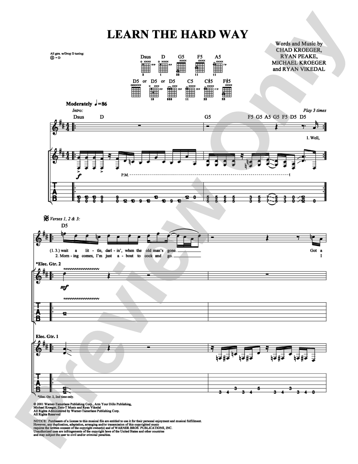 Learn the Hard Way: Guitar TAB Digital Sheet Music