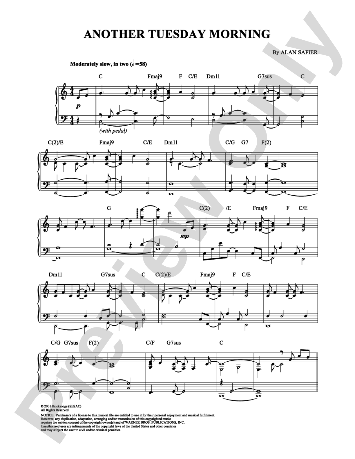 Another Tuesday Morning: Piano Digital Sheet Music