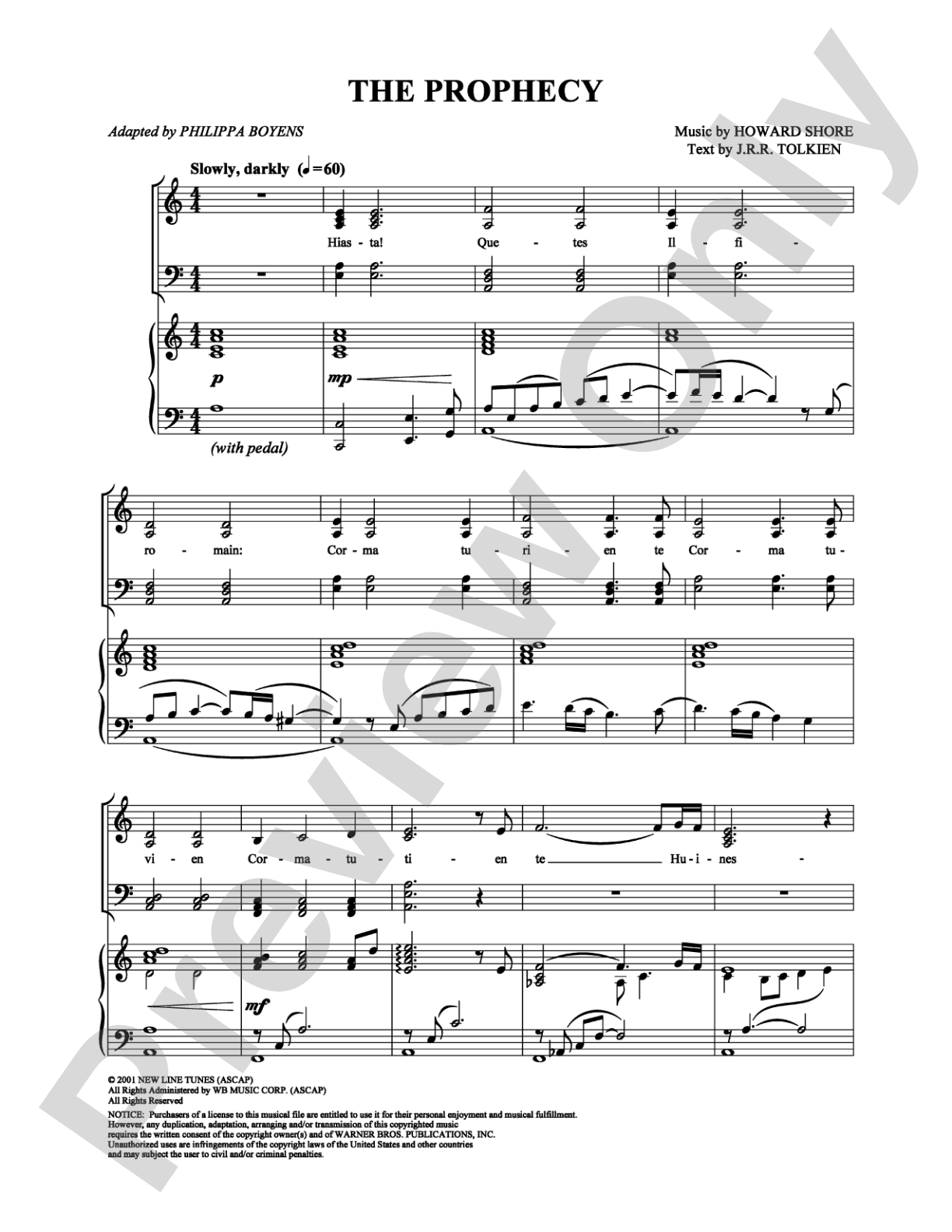The Prophecy: Vocal Group Digital Sheet Music