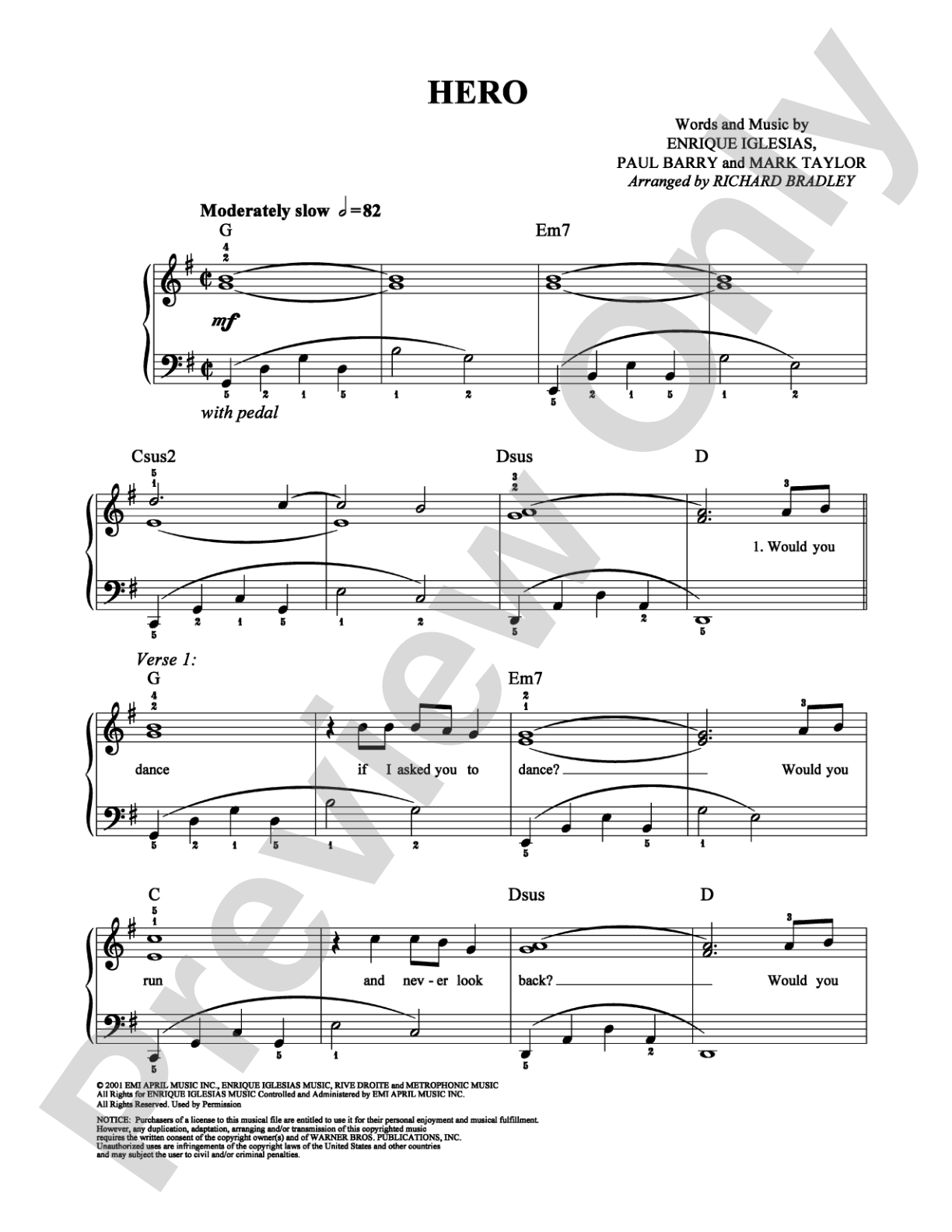 Hero: Easy Piano Digital Sheet Music