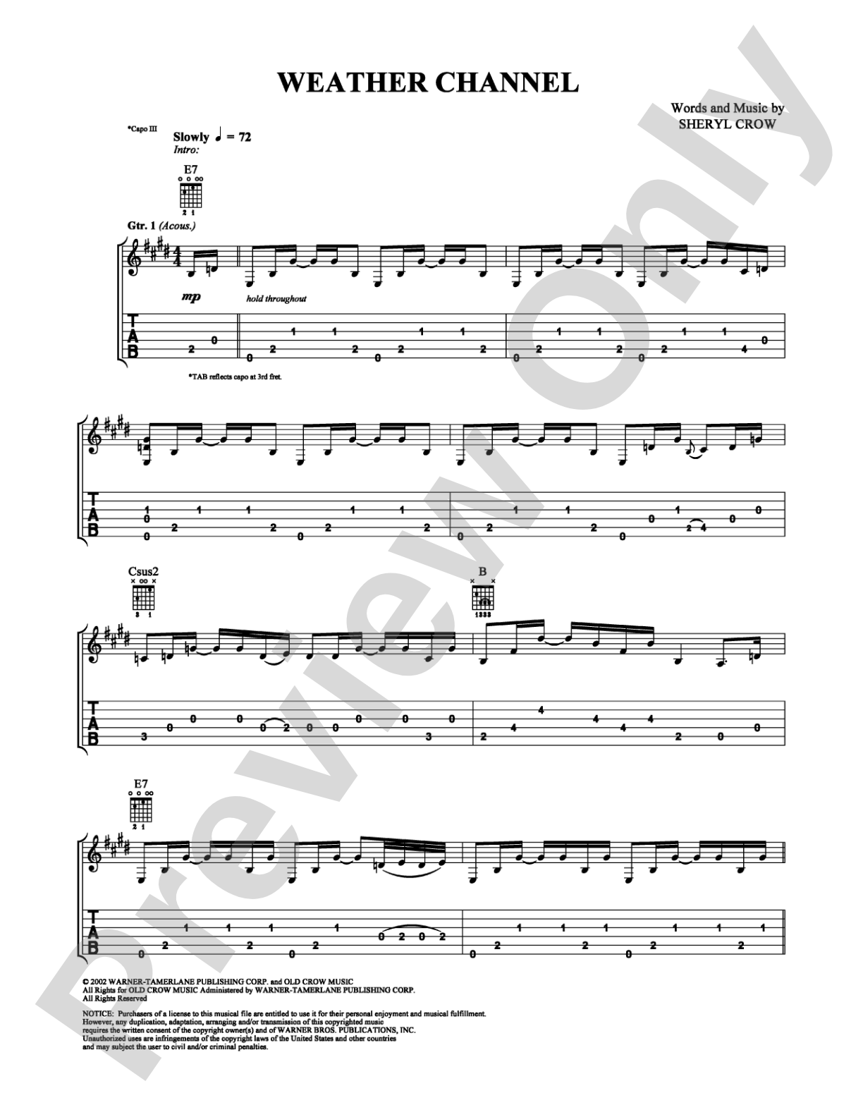 Weather Channel: Guitar TAB Digital Sheet Music