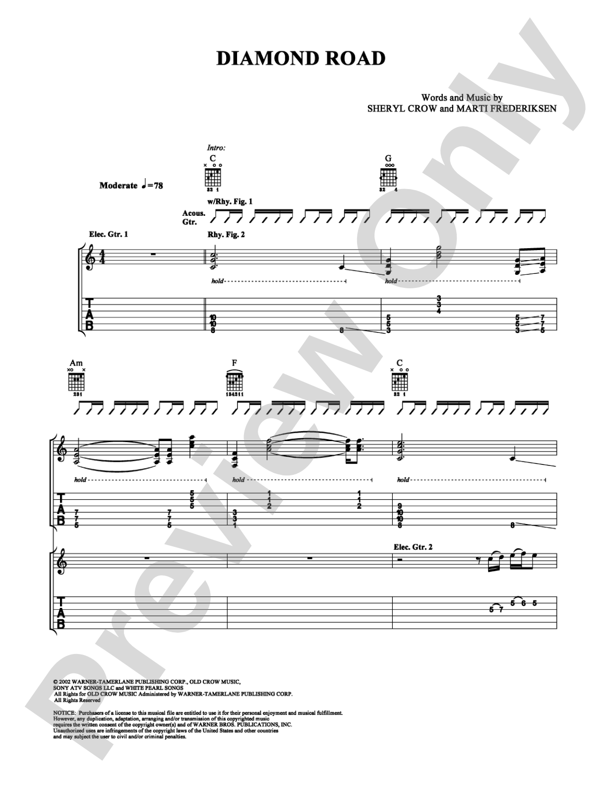 Diamond Road: Guitar TAB Digital Sheet Music