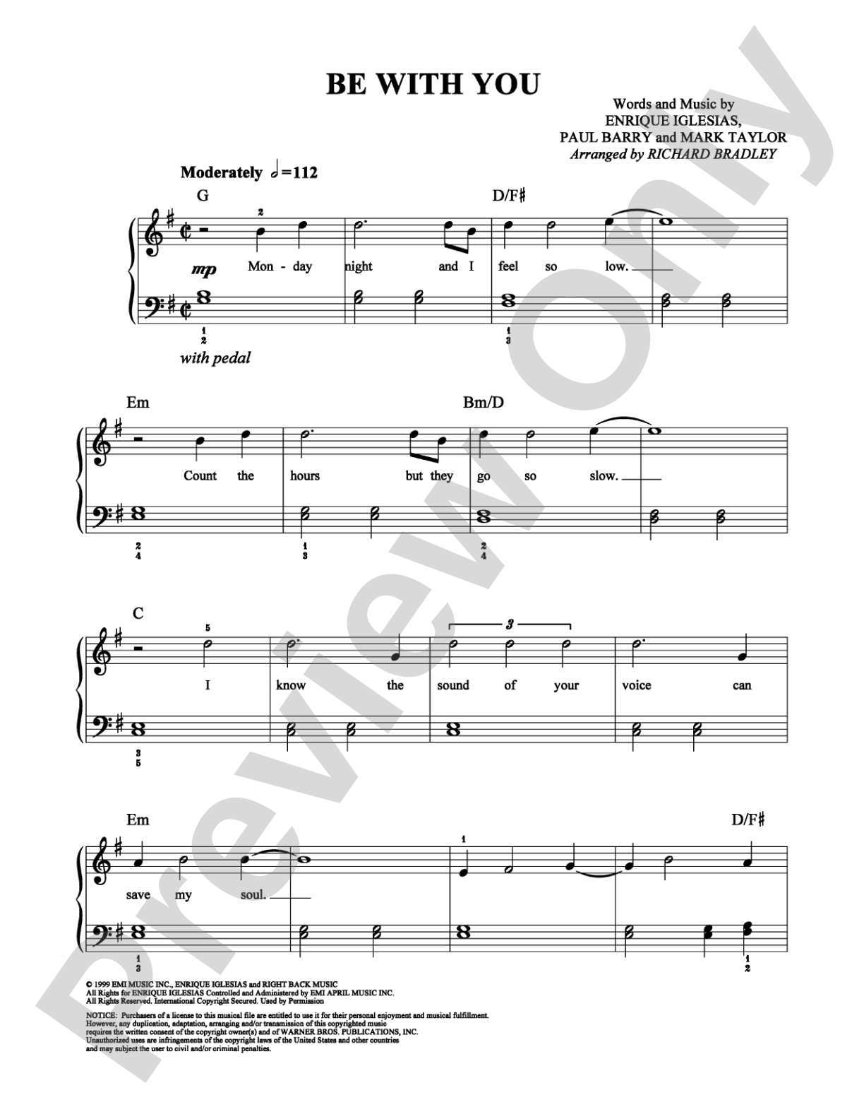 Be with You: Easy Piano Digital Sheet Music